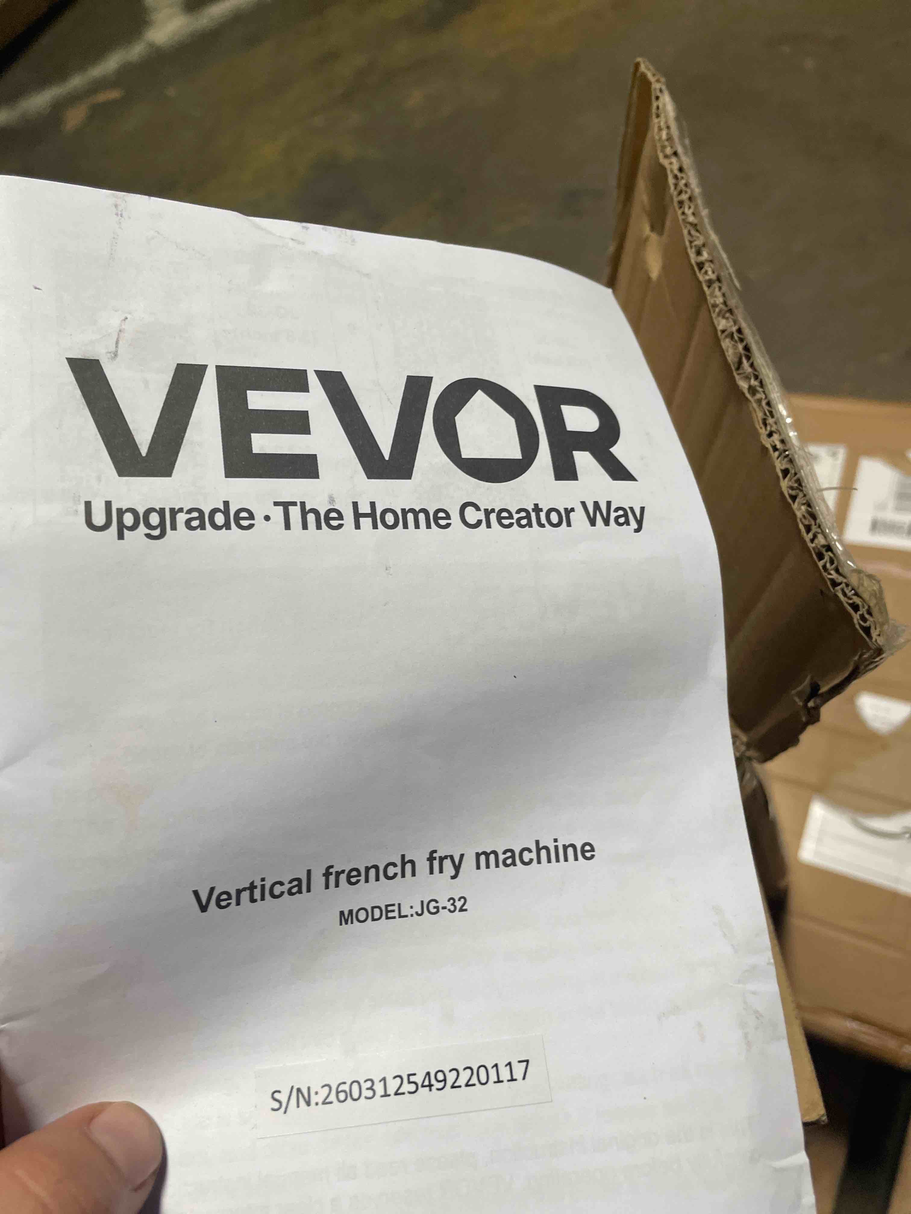 Condition photo showing As Is for vevor french fry cutter, ergonomic potato slicer with 3 blades (1/2", 3/8", 1/4") & juicer plate, easy-replace vegetable chopper dicer for carrot, onion, lemon, ideal for home & commercial kitchens