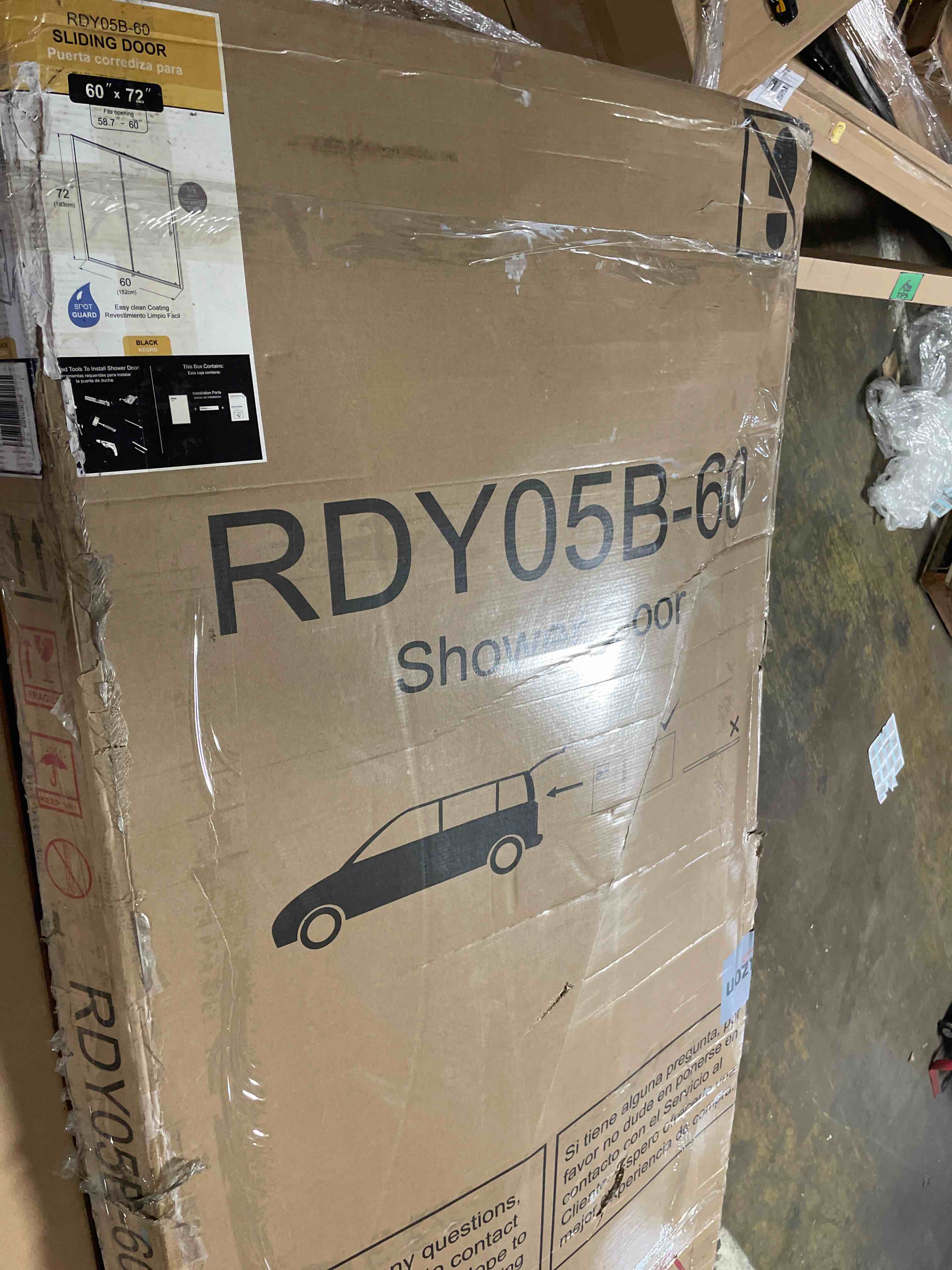 Condition photo showing Good Condition for royal guard double sliding shower door,56-60" w x 70" h semi-frameless sliding glass shower door with 1/4'' (6mm) clear sgcc tempered glass,bypass shower enclosure,matte black matte black sliding 60" w x 70" h