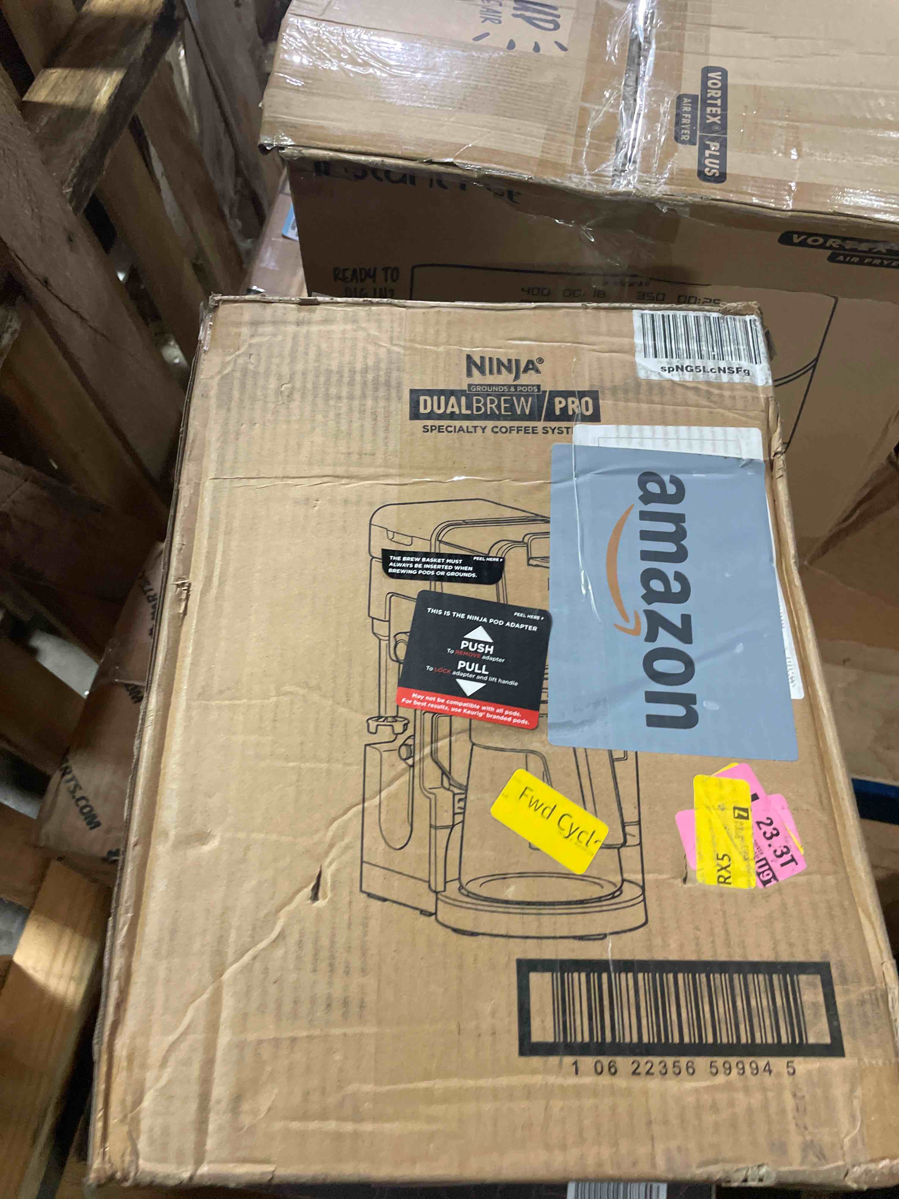 Condition photo showing As Is for ninja specialty drip coffee maker | dualbrew™ pro specialty coffee machine w/frother, permanent filter | brew w/pods & grounds, k cups compatible | 4 brew styles, 13 cup to pot sizes | black cfp307