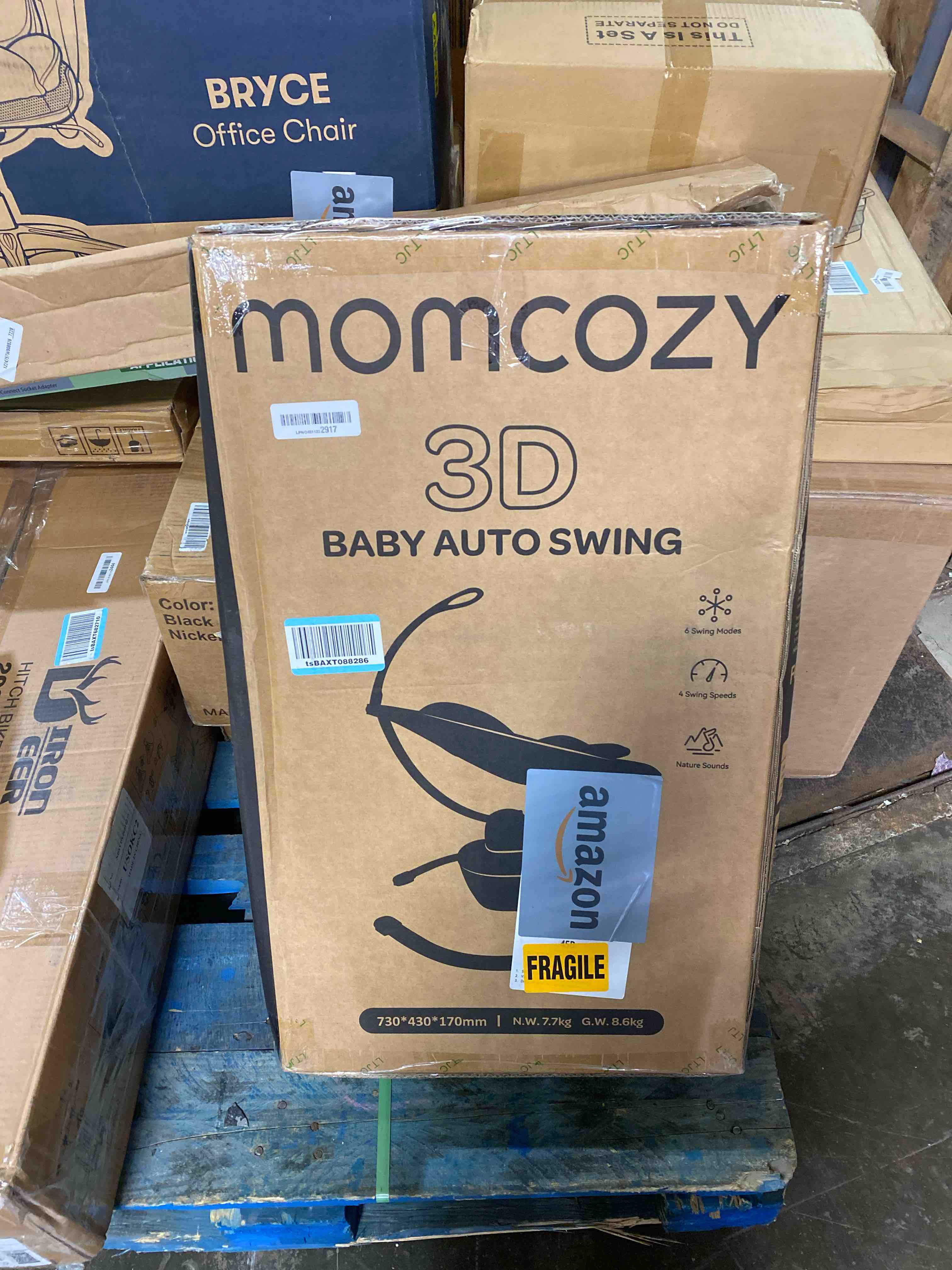 Condition photo showing New/Like New for momcozy cocosway electric baby swing for infants, 180° rotating seat, grey | 6 parent-like sway motions, 4 speeds, remote control and machine-washable cover haze