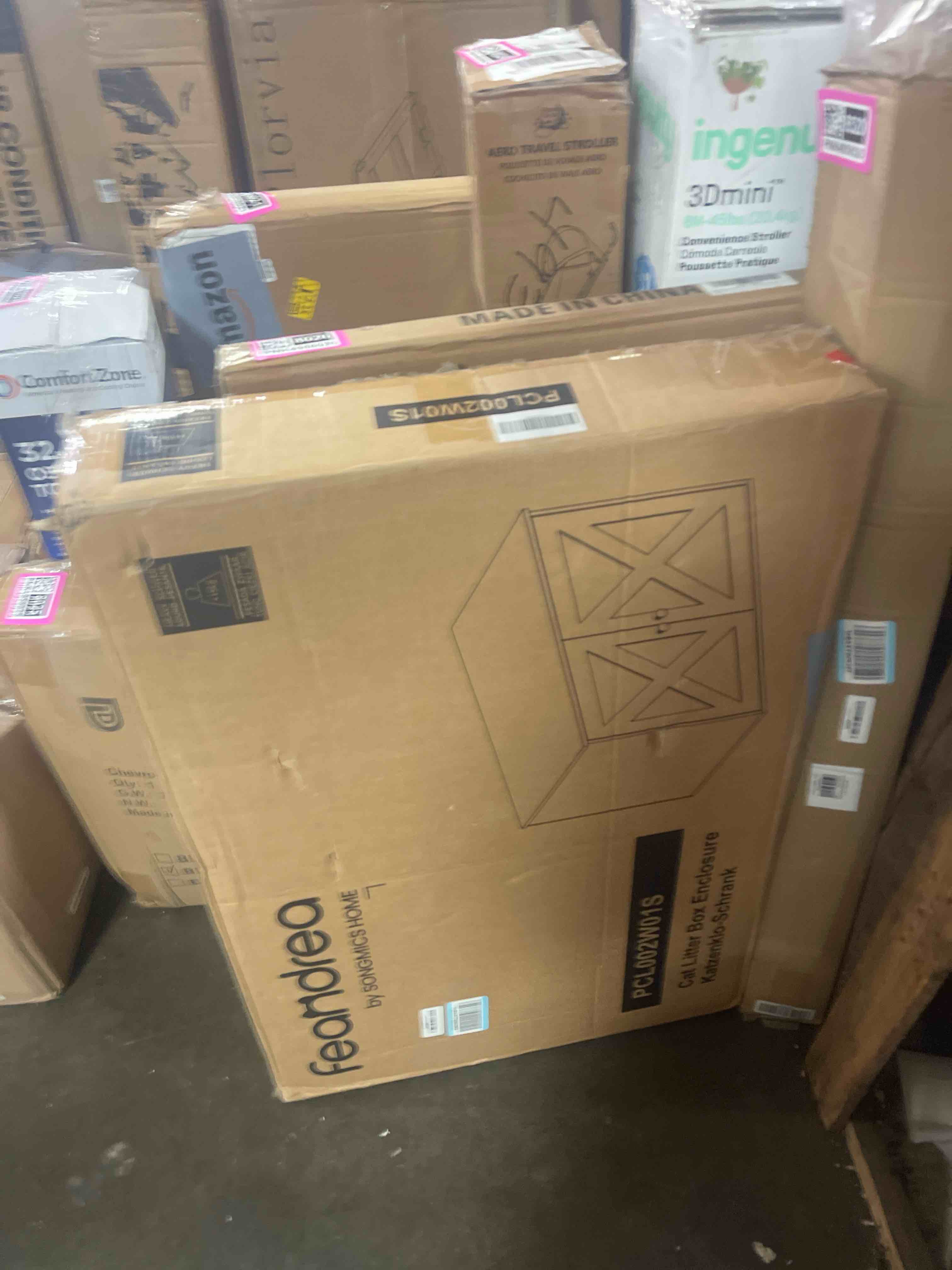 Condition photo showing New/Like New for feandrea cat litter box enclosure, litter box furniture hidden with removable divider, indoor cat house, end table, 31.5 x 20.9 x 19.7 inches, rustic brown upcl002x01