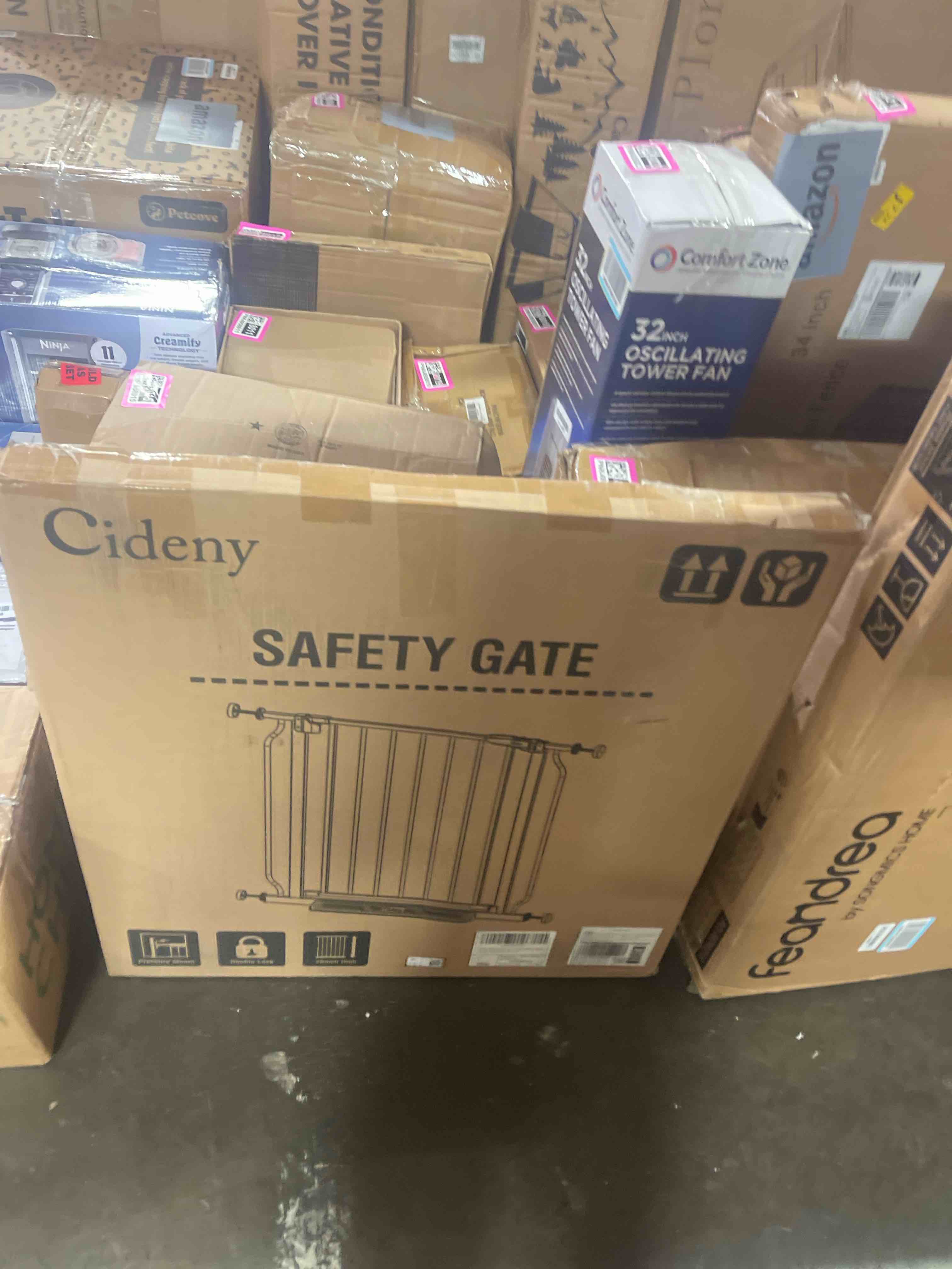 Condition photo showing New/Like New for babelio 72" extra wide baby gate, 30” tall auto close dog fence for stairs kitchen doorways fireplace, hardware mounted pet gate indoor, foldable 3 metal panels, adaptizone series, white white 72" wide gate - 3 panels