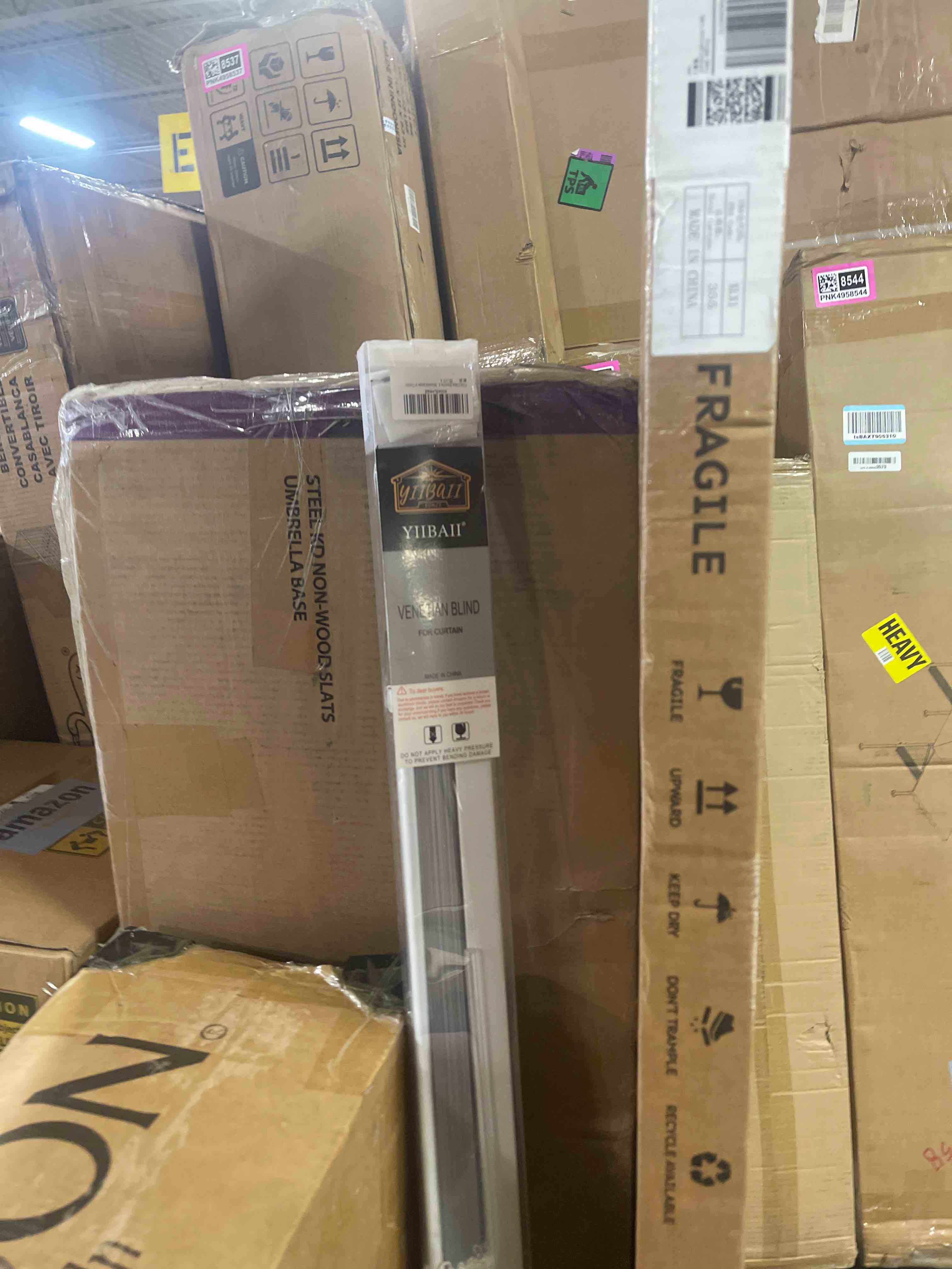Condition photo showing New/Like New for yiibaii mini blinds suitable for 42" w x 64" h windows 1" aluminum horizontal venetian blinds darkening with rope and pole can mounted inside or outside white 42"w x 64"h