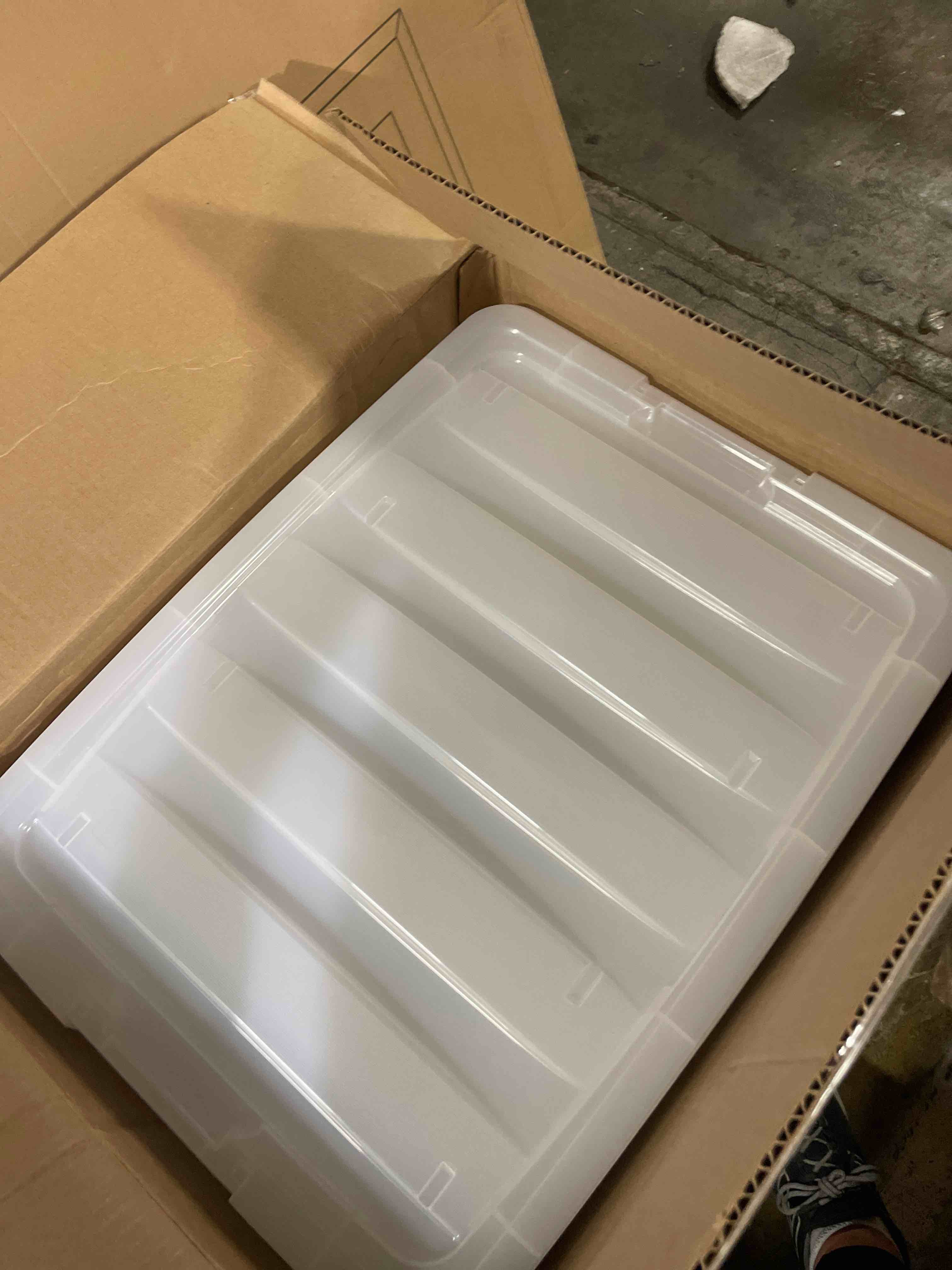 Condition photo showing Good Condition for iris usa 13 qt plastic storage box with lid and latches - 6 pack - bpa-free, discreet organizing solution, durable nestable stackable containers, secure pull handle - pearl 13 qt 6 pack
