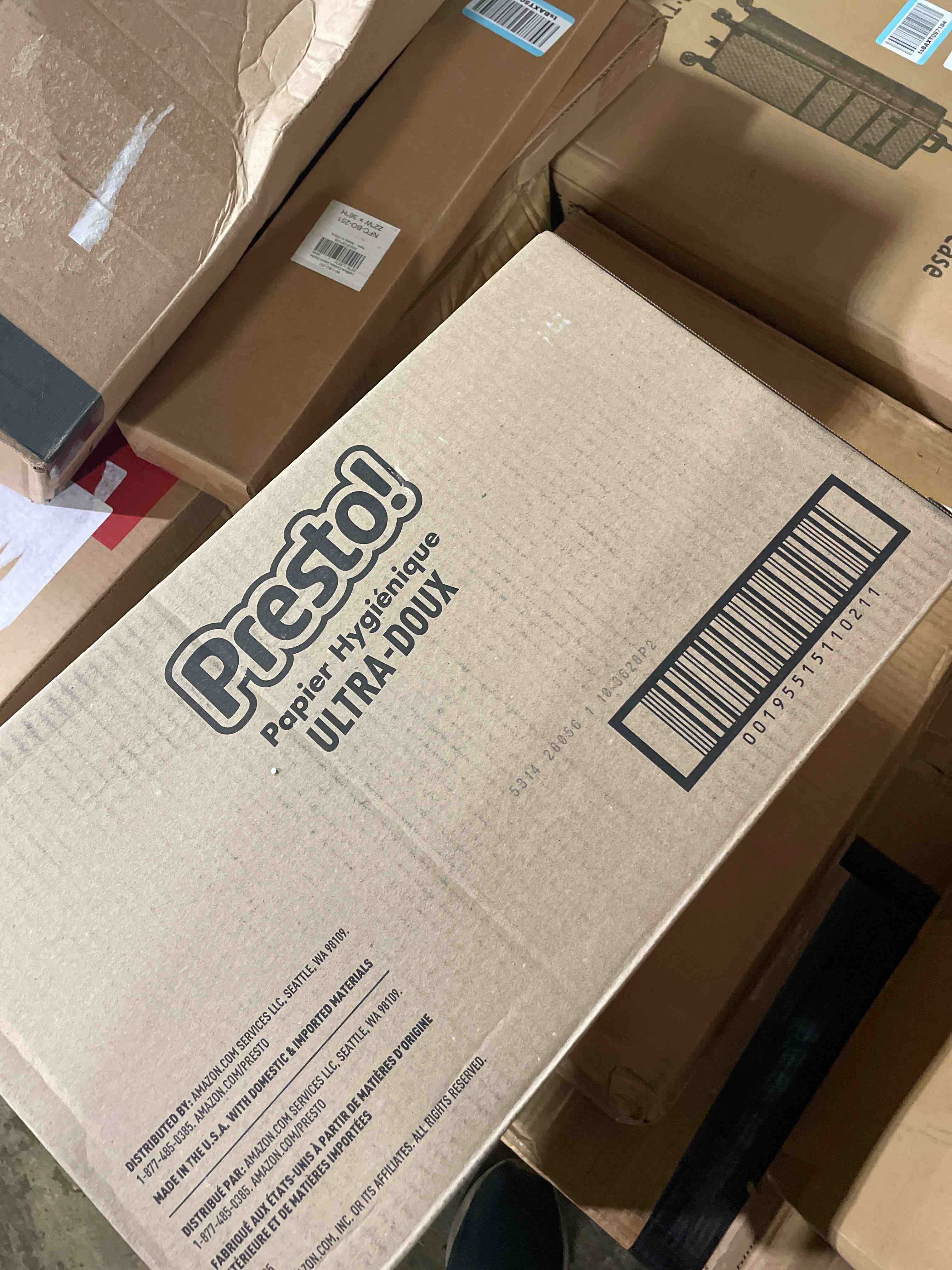 Condition photo showing New/Like New for amazon brand - presto! 2-ply ultra-soft toilet paper, 24 family mega rolls = 120 regular rolls, 6 count (pack of 4), unscented 313 sheet (pack of 24)