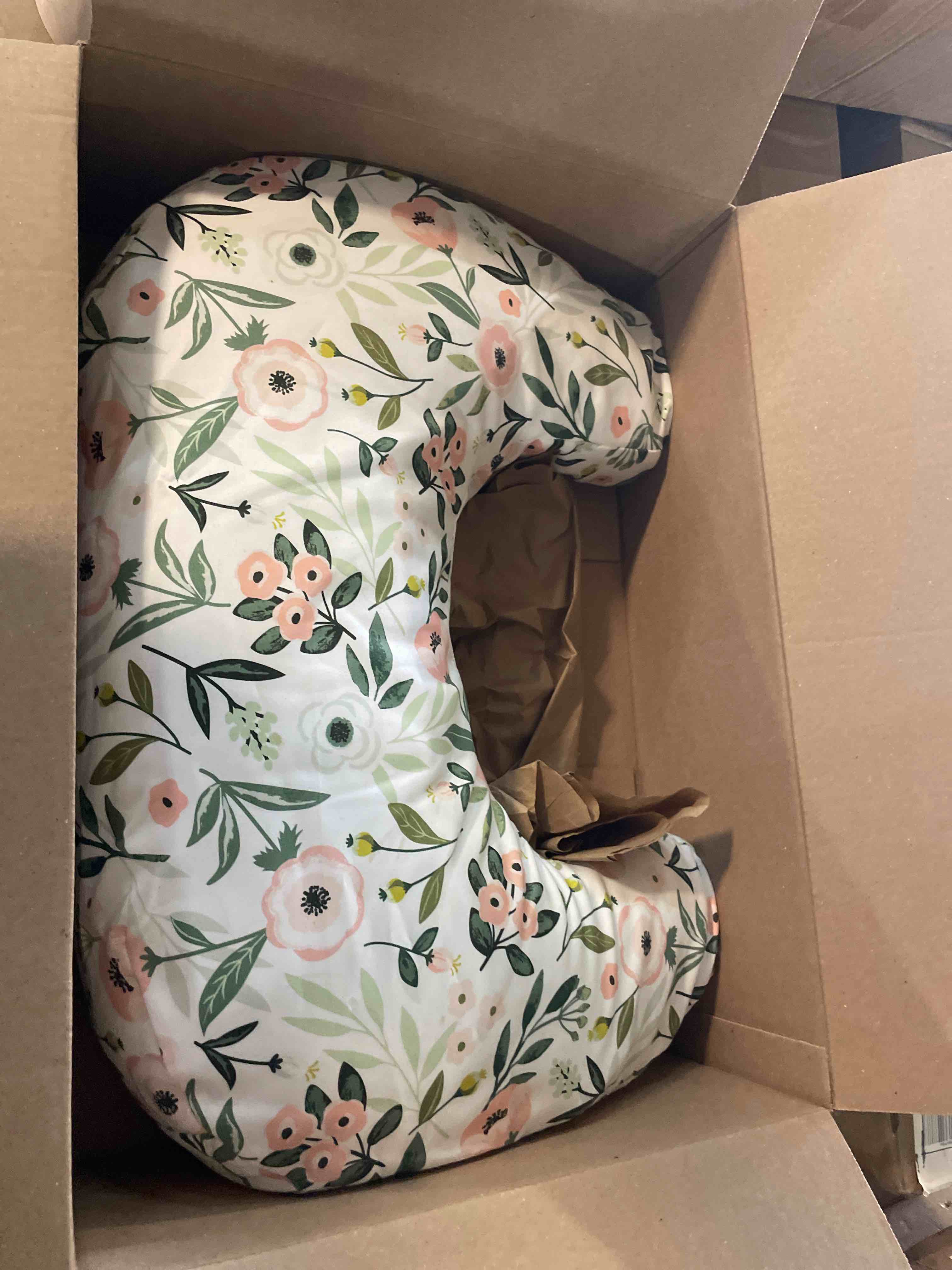 Condition photo showing Good Condition for boppy nursing pillow - verified safe breastfeeding pillow with softer fill for comfortable support, machine wash & dry cover, non-toxic materials - pink garden flowers