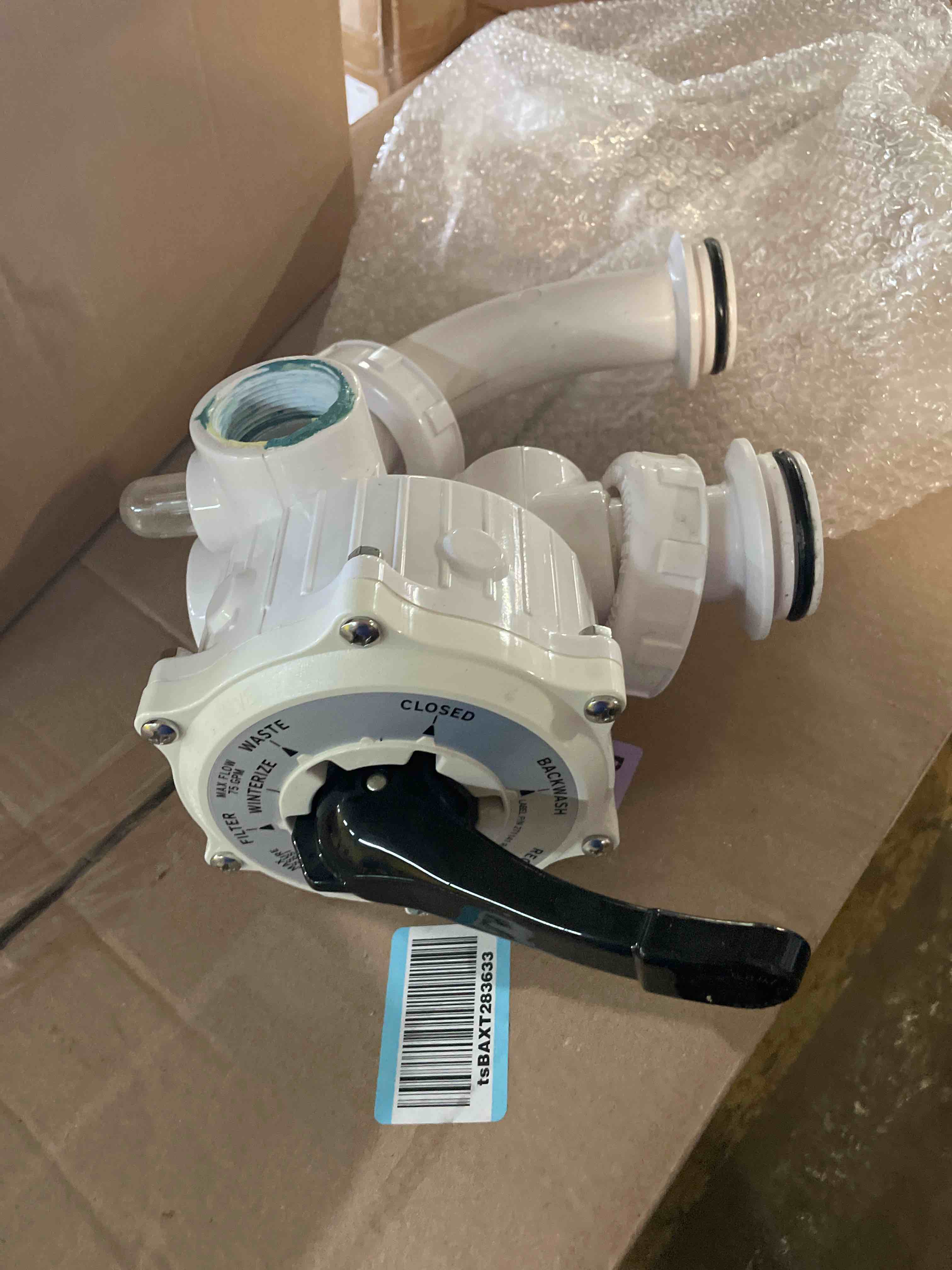 Condition photo showing Good Condition for 261173 1-1/2" multiport valve 6 positions side mound backwash valve | replacement for pentair quad d.e. and sand filter(right side), 1.5 inch threaded ports, durable pvc, easy install