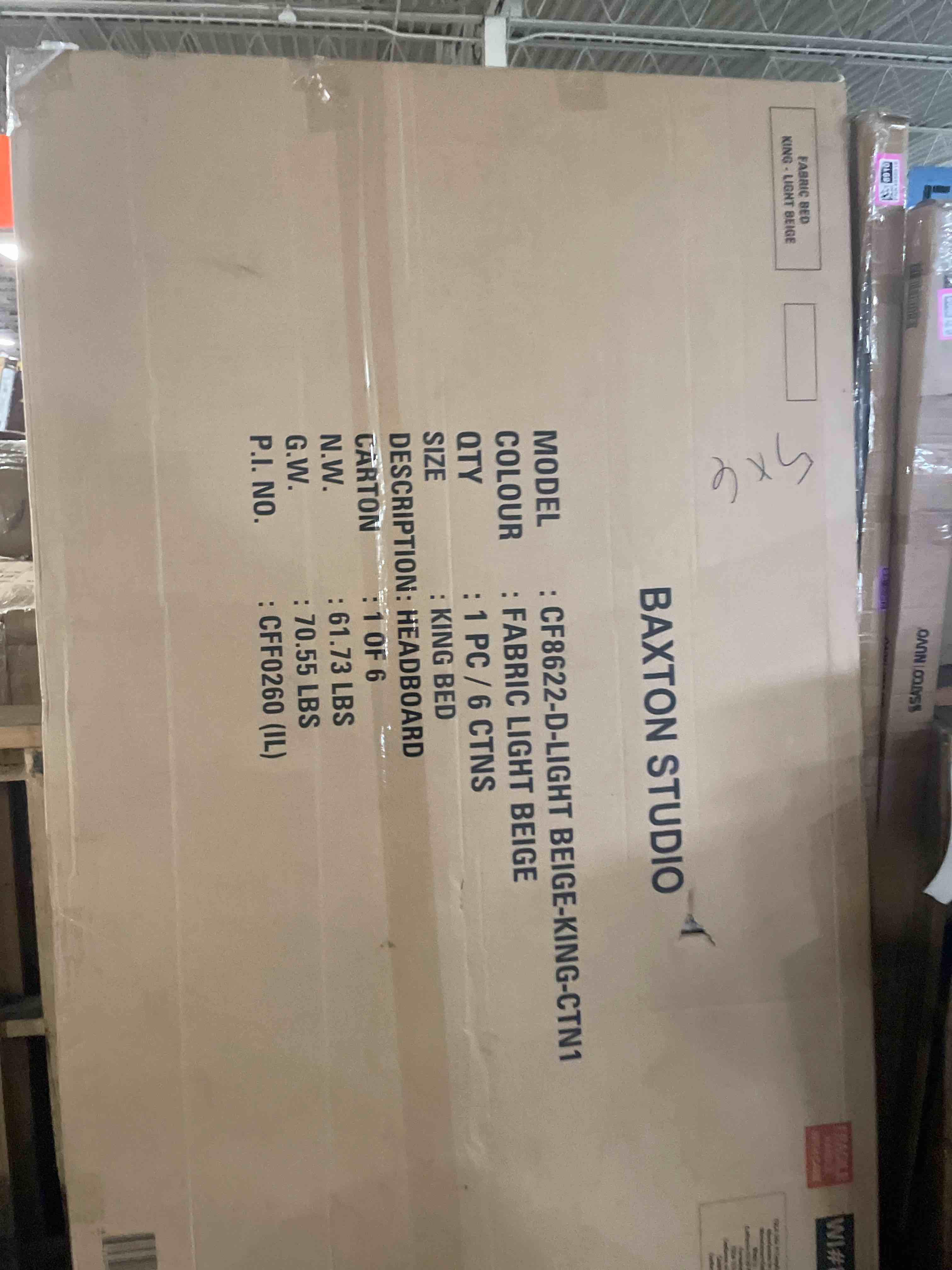 Condition photo showing New/Like New for avignon beige king headboard