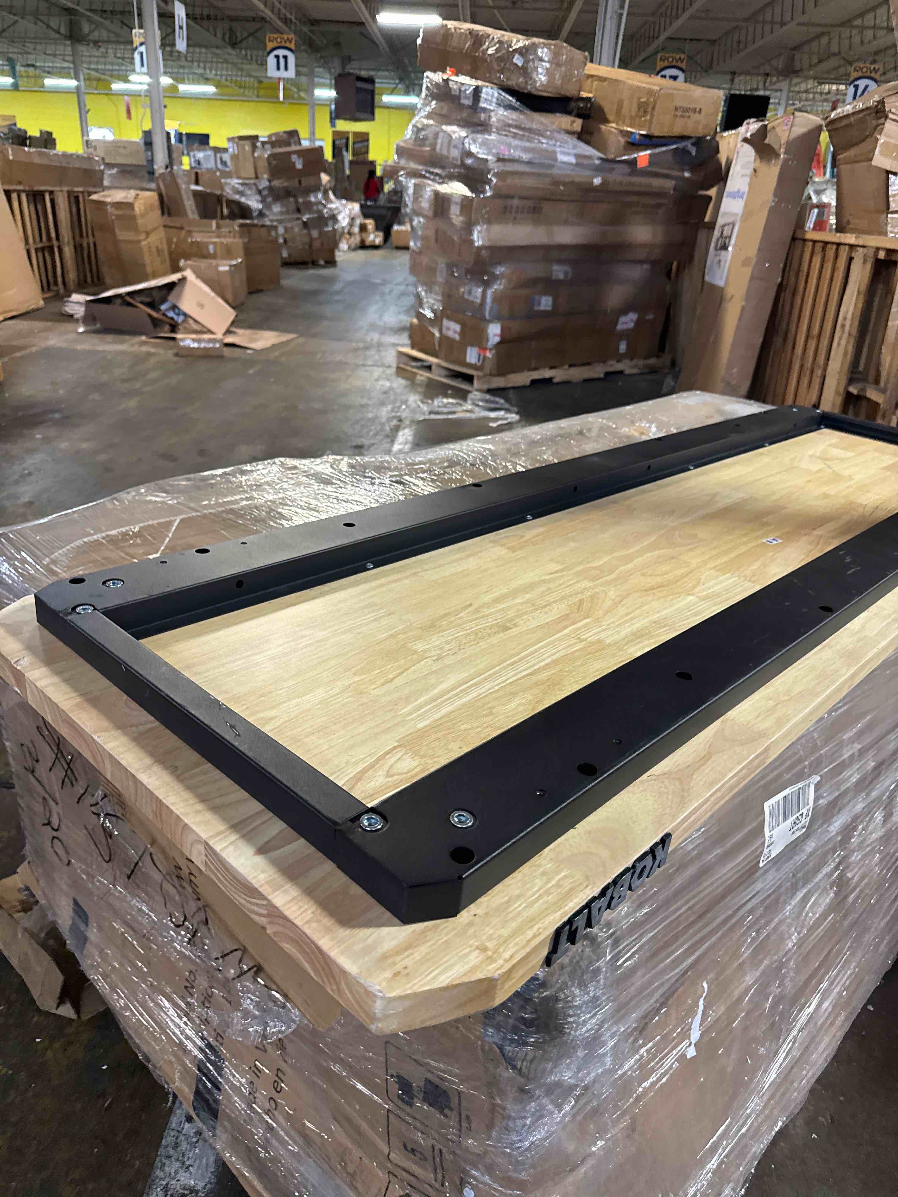 Condition photo showing As Is for vevor adjustable workbench, 2000 lbs capacity, 61 x 20-inch heavy duty work bench with 27.1-36 inches height adjustment, garage workbench with power outlets, suitable for office, garage, workshop ( similar see pics)