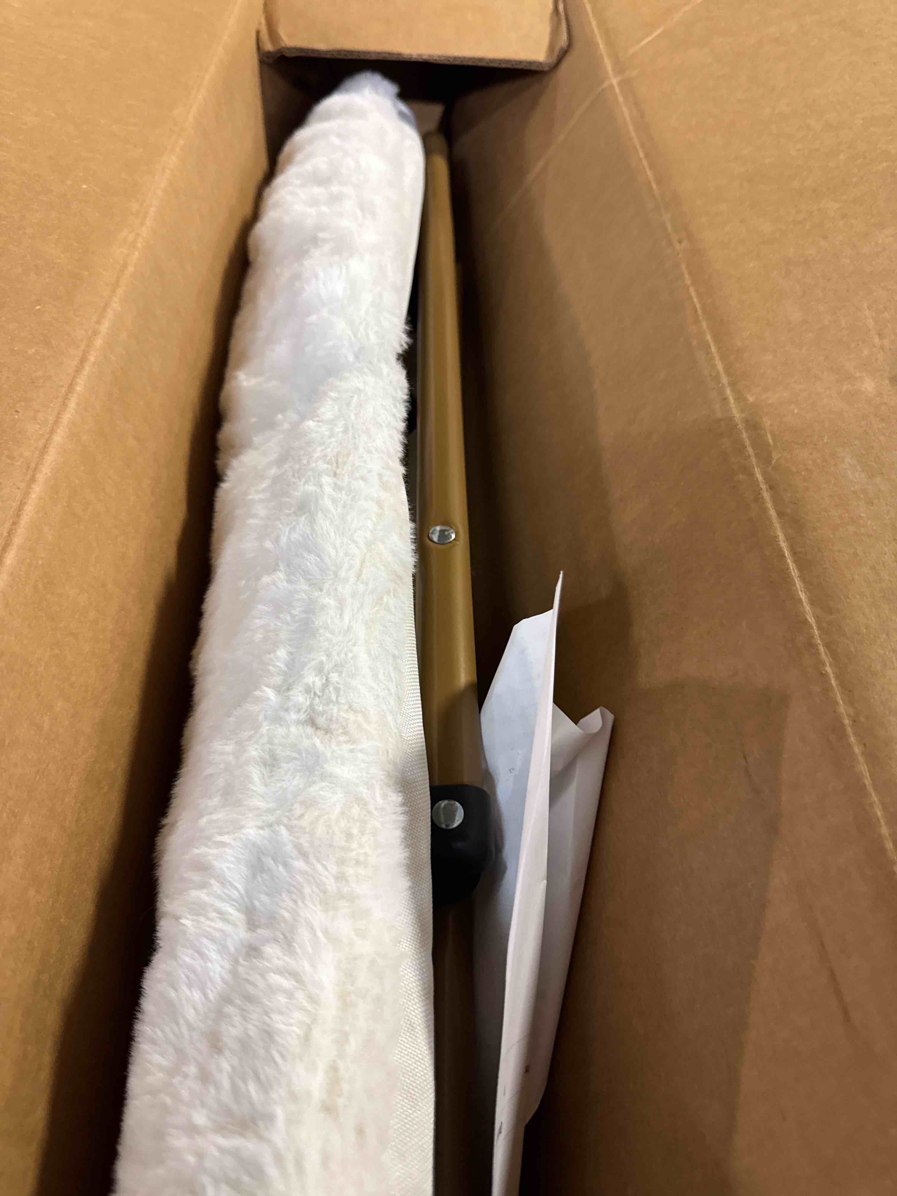 Condition photo showing New/Like New for urban shop faux fur saucer chair, white
