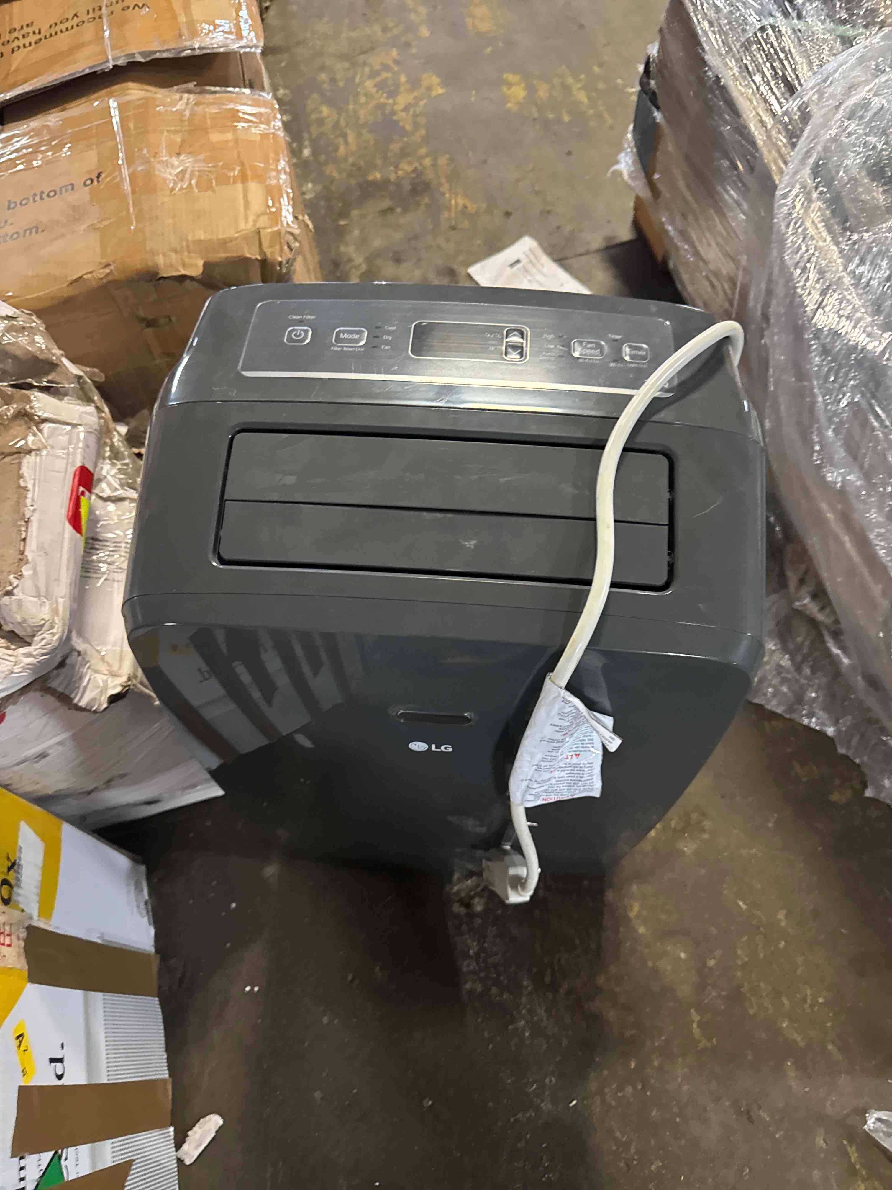 Condition photo showing As Is for 8000 btu (doe) / (12000 ashrae) portable air conditioners cools 350 sqft easy install & wifi app remote eco-friendly, quiet small & medium room air conditioner ac unit home gray lp0823gssm