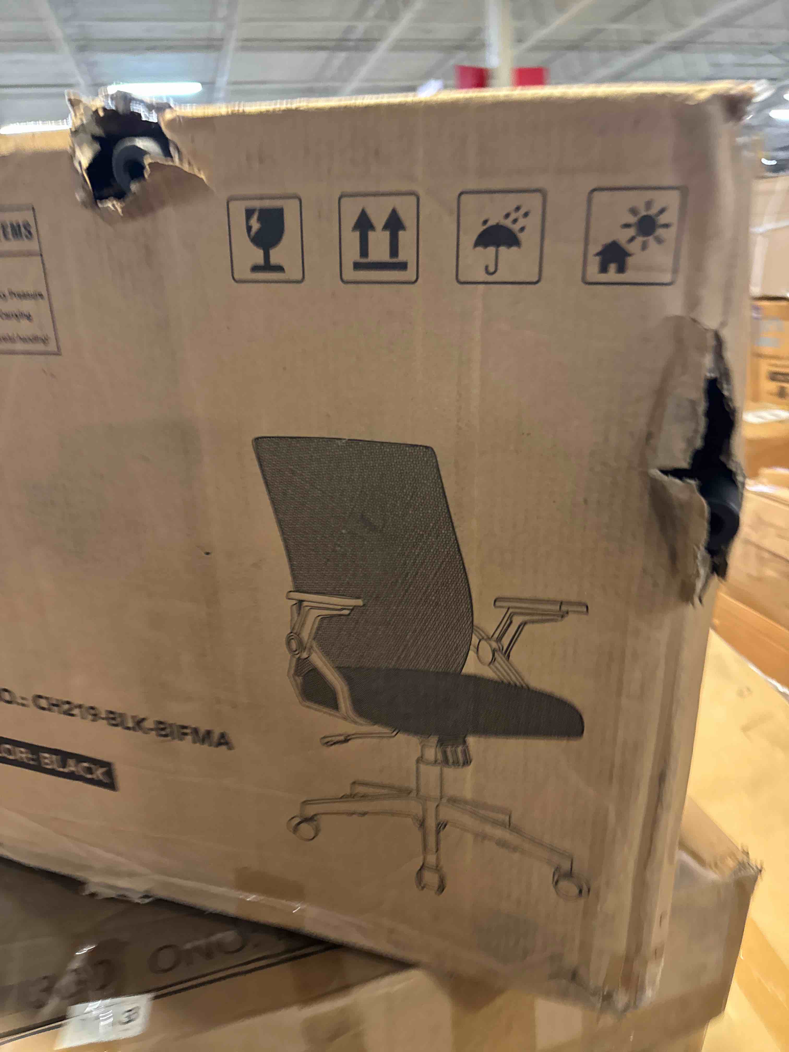 Condition photo showing As Is for comhoma office chair with flip-up armrests ergonomic computer desk chair with adaptive lumbar support & breathable mesh, black