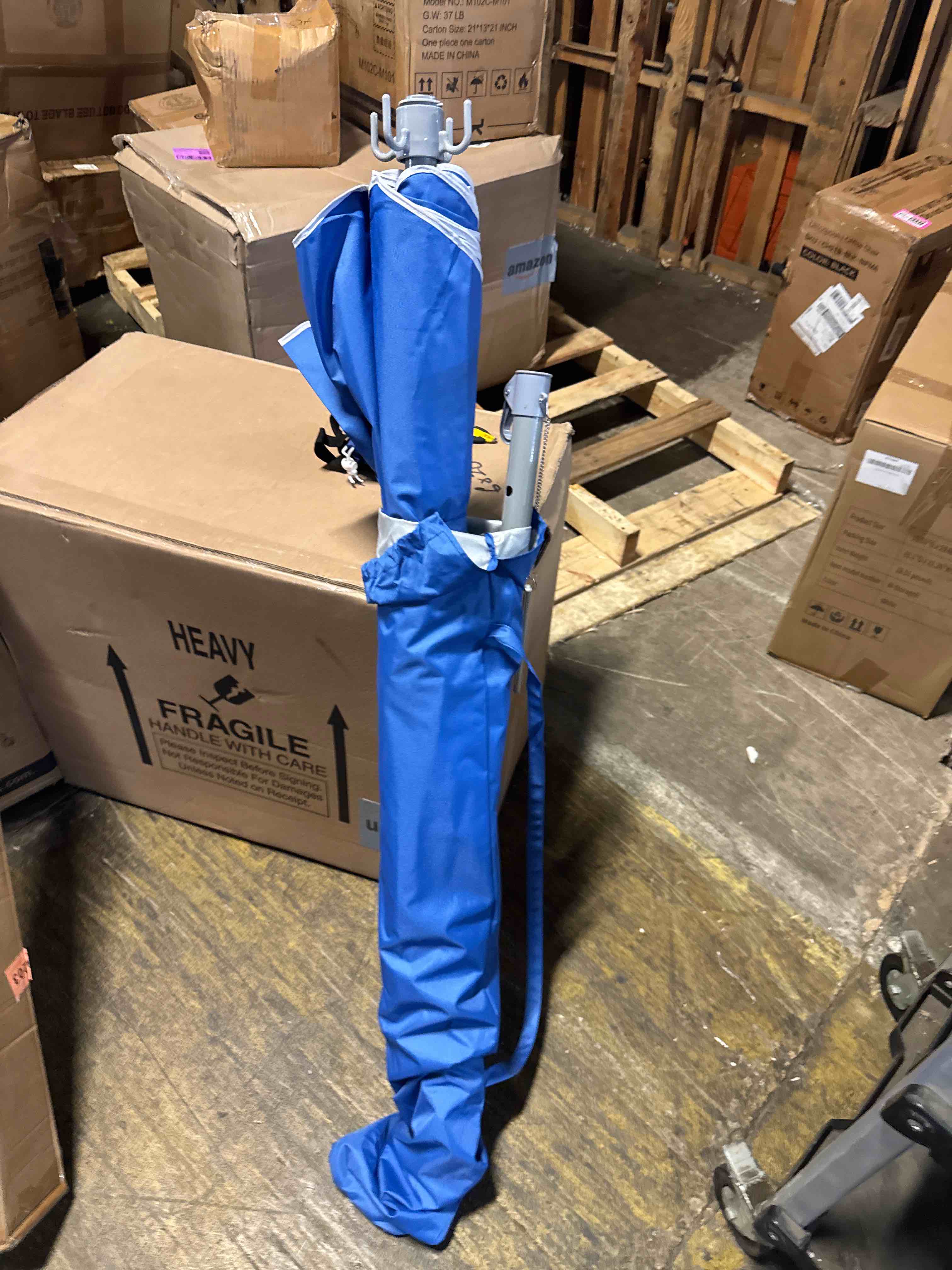 Condition photo showing As Is for 11ft patio umbrella, outdoor umbrella with with 8 sturdy fiberglass ribs,market table umbrella with push button tilt and crank,suit for backyard,garden,pool,deck