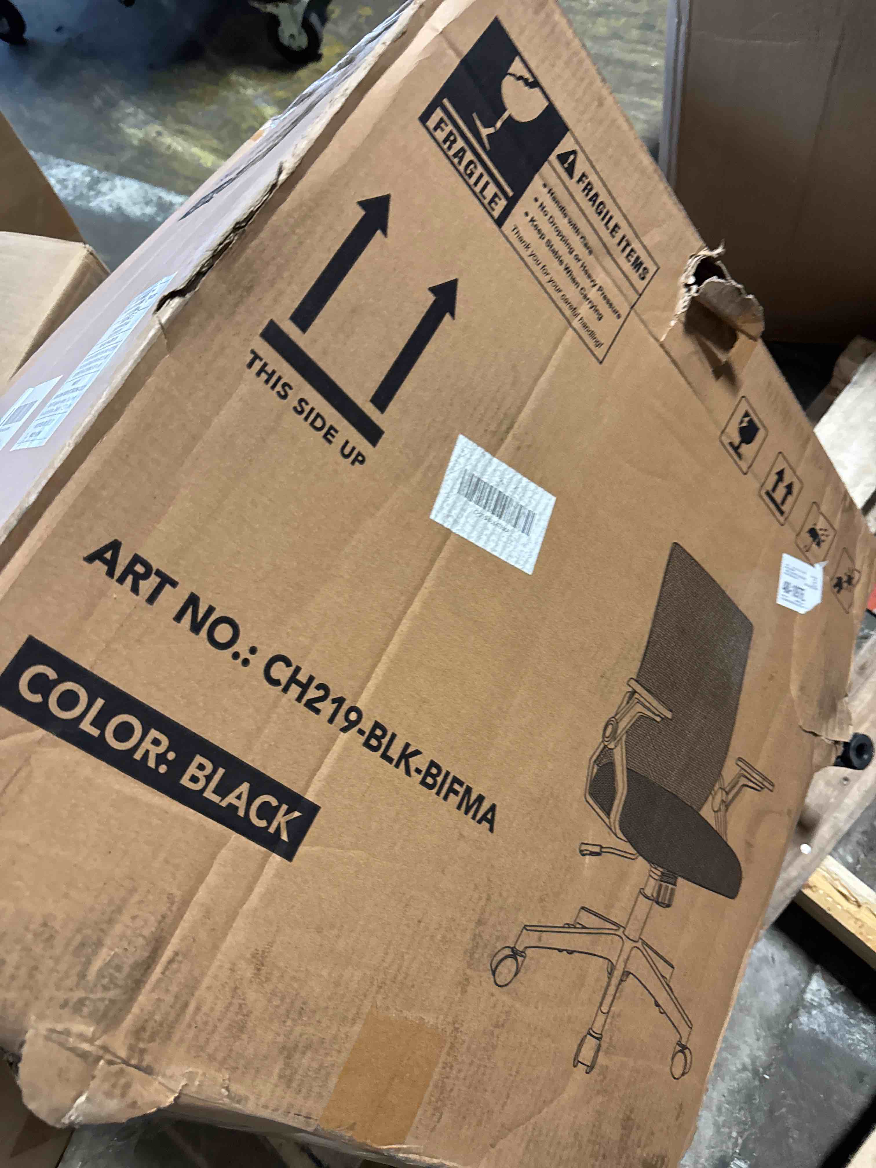 Condition photo showing As Is for comhoma office chair with flip-up armrests ergonomic computer desk chair with adaptive lumbar support & breathable mesh, black
