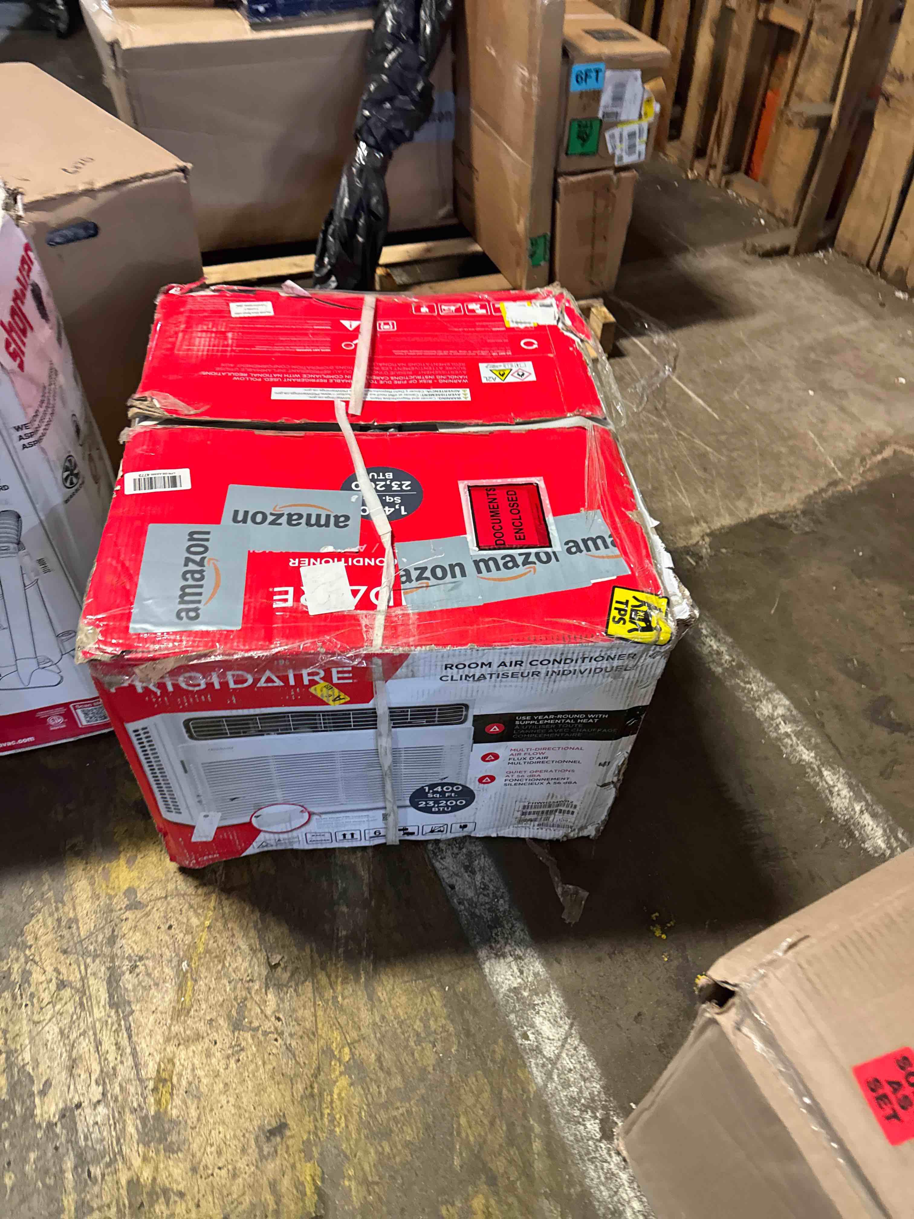 Condition photo showing As Is for frigidaire 115v 23000 btu smart window air conditioner with 16000 btu heater, dehumidifier, fan, wi-fi & remote control, quiet energy efficient ac unit for home heating cooling, cools up to 1600 sq ft