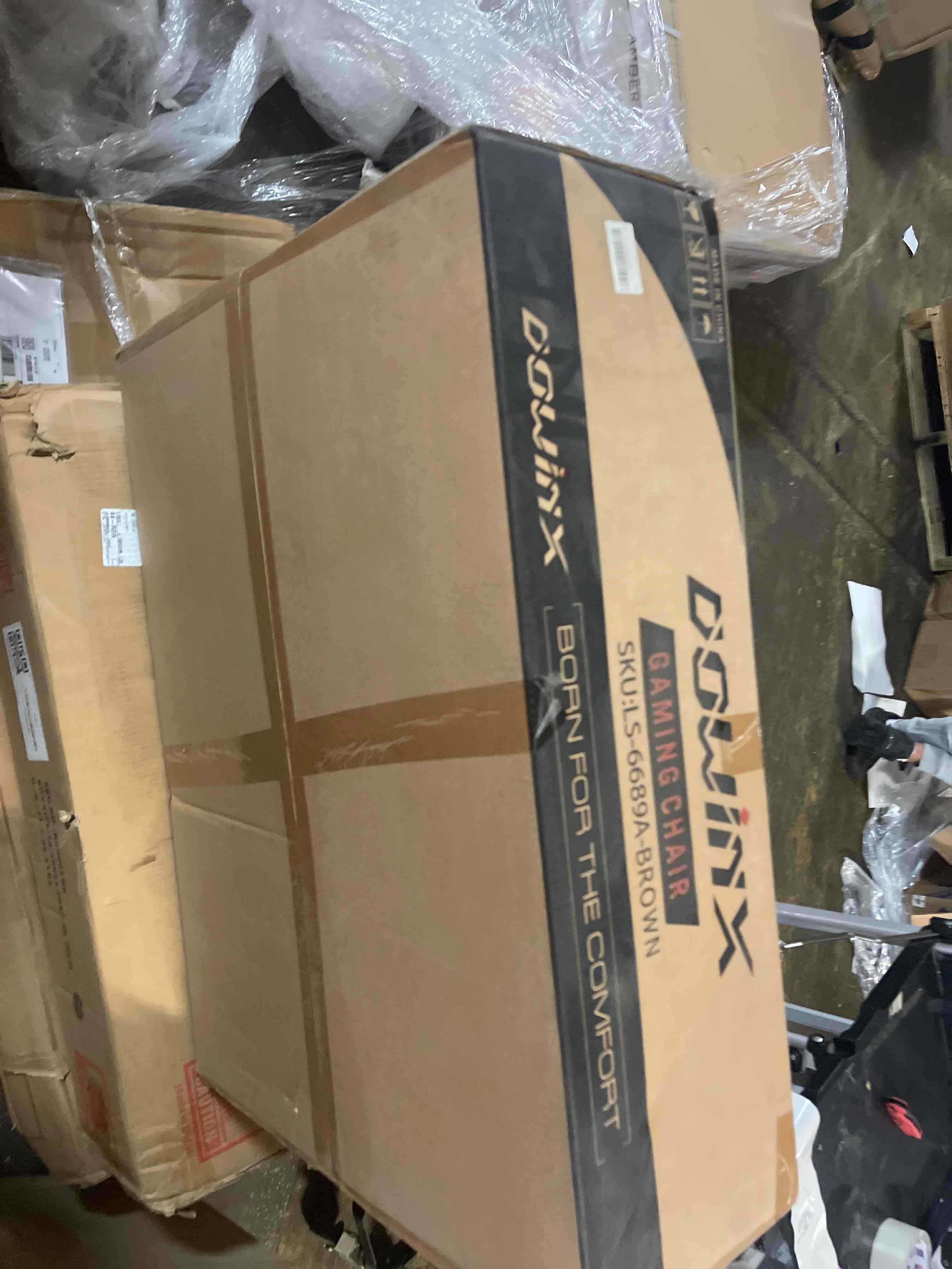 Condition photo showing New/Like New for dowinx gaming chair fabric with pocket spring cushion, massage game chair cloth with headrest, ergonomic computer chair with footrest 290lbs, black black standard