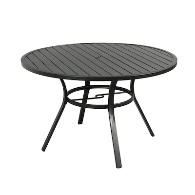 style selections pelham bay round outdoor dining table 48-in w x 48-in l with umbrella hole