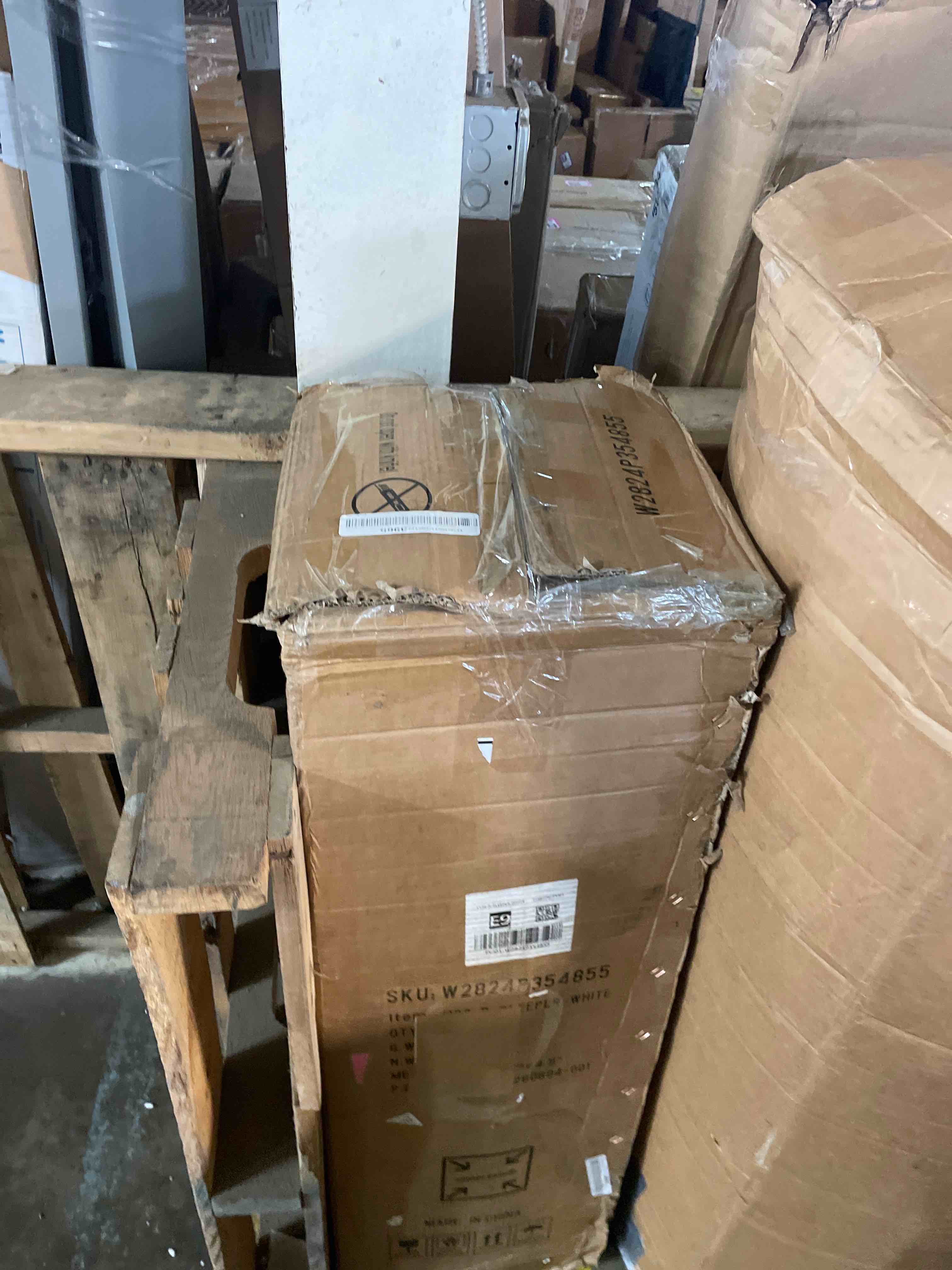 Condition photo showing As Is for 78 inch sleeper sofa bed with headrest - white (only one seat)