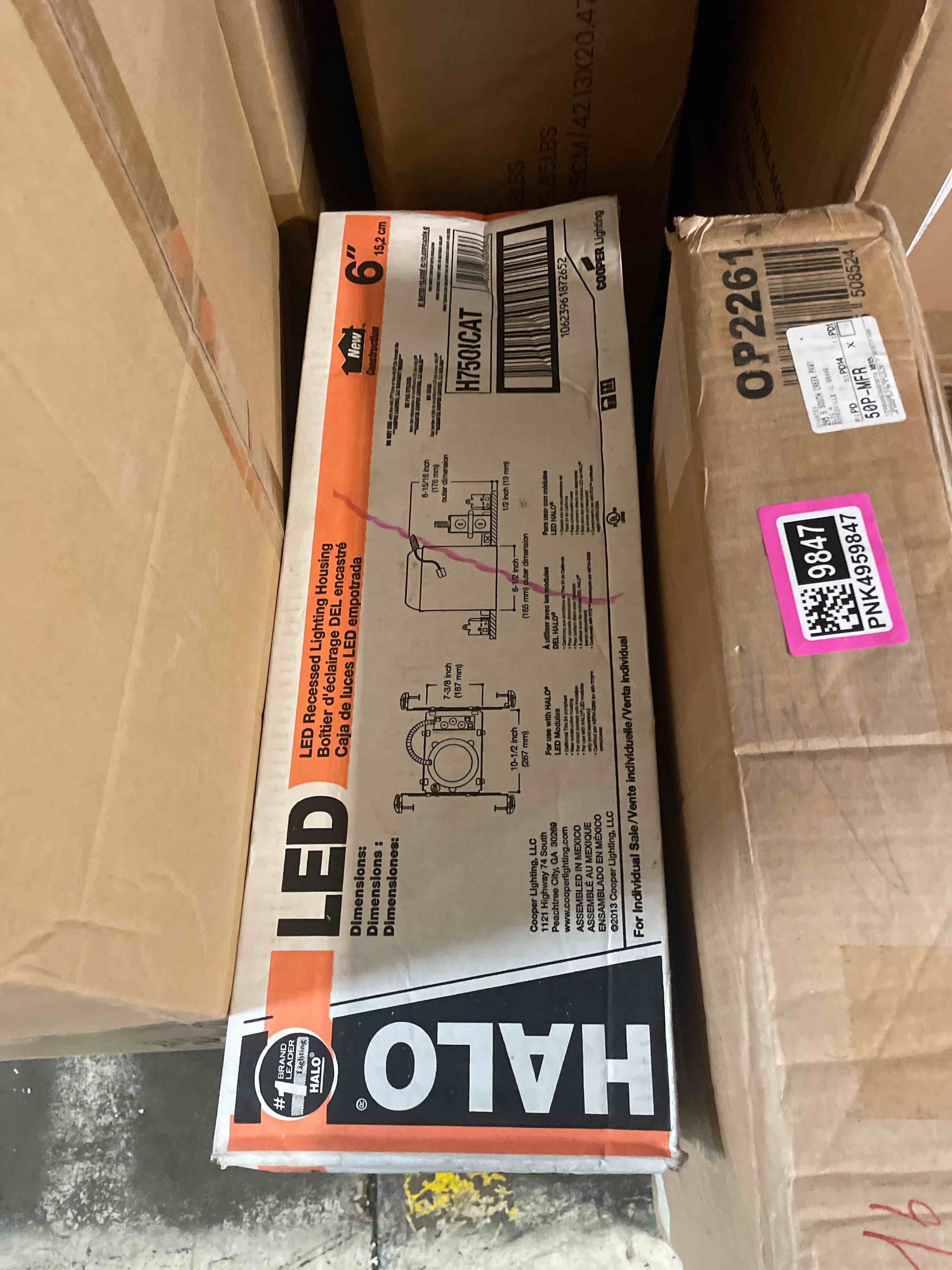 Condition photo showing New/Like New for halo h750 6” recessed lighting housing for new construction  ic-rated  air-tite  compatible w/ halo led modules & trims 6 pack