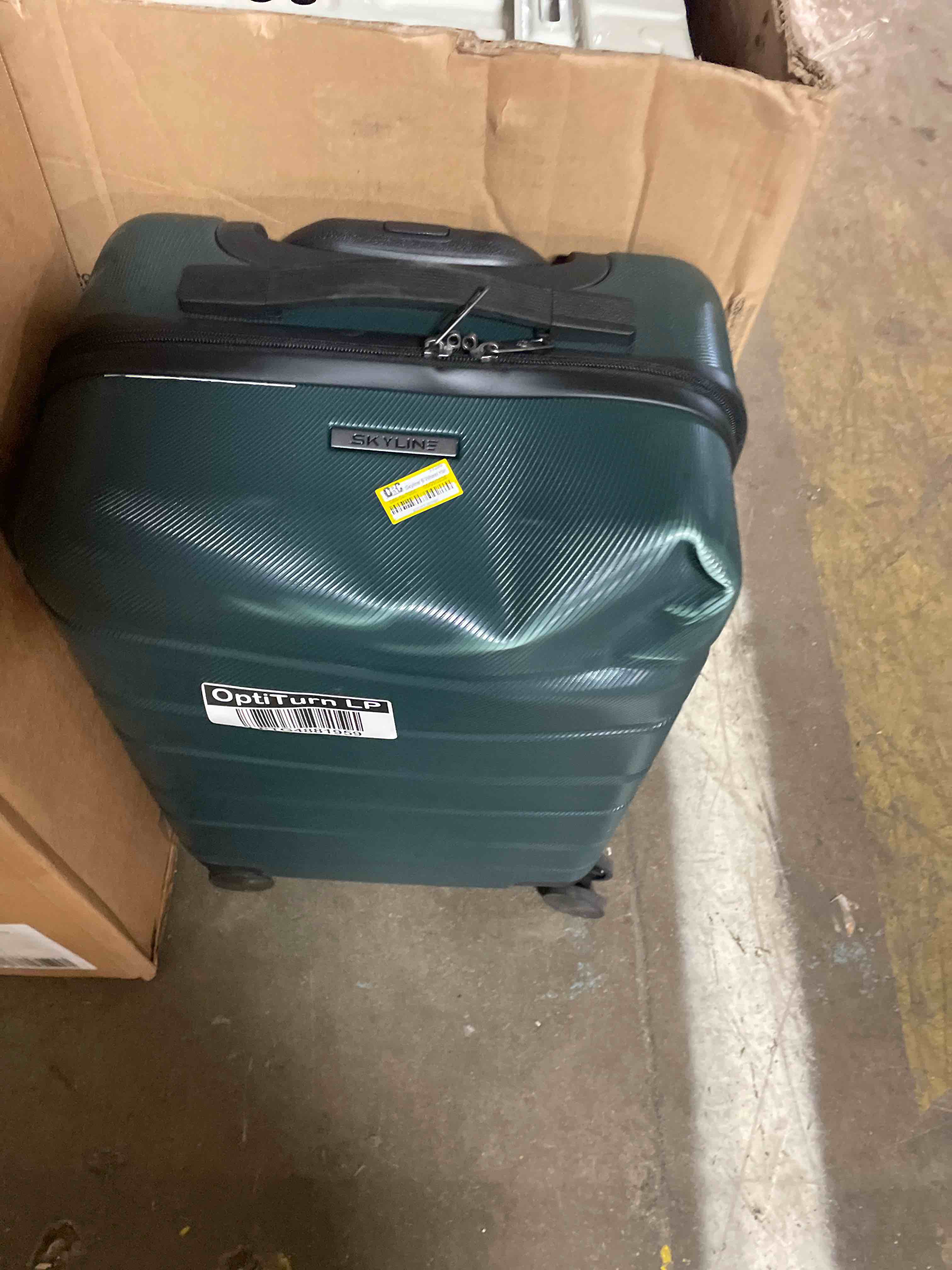 Condition photo showing Good Condition for light flight carry on luggage, 20" carry-on suitcase, deep green