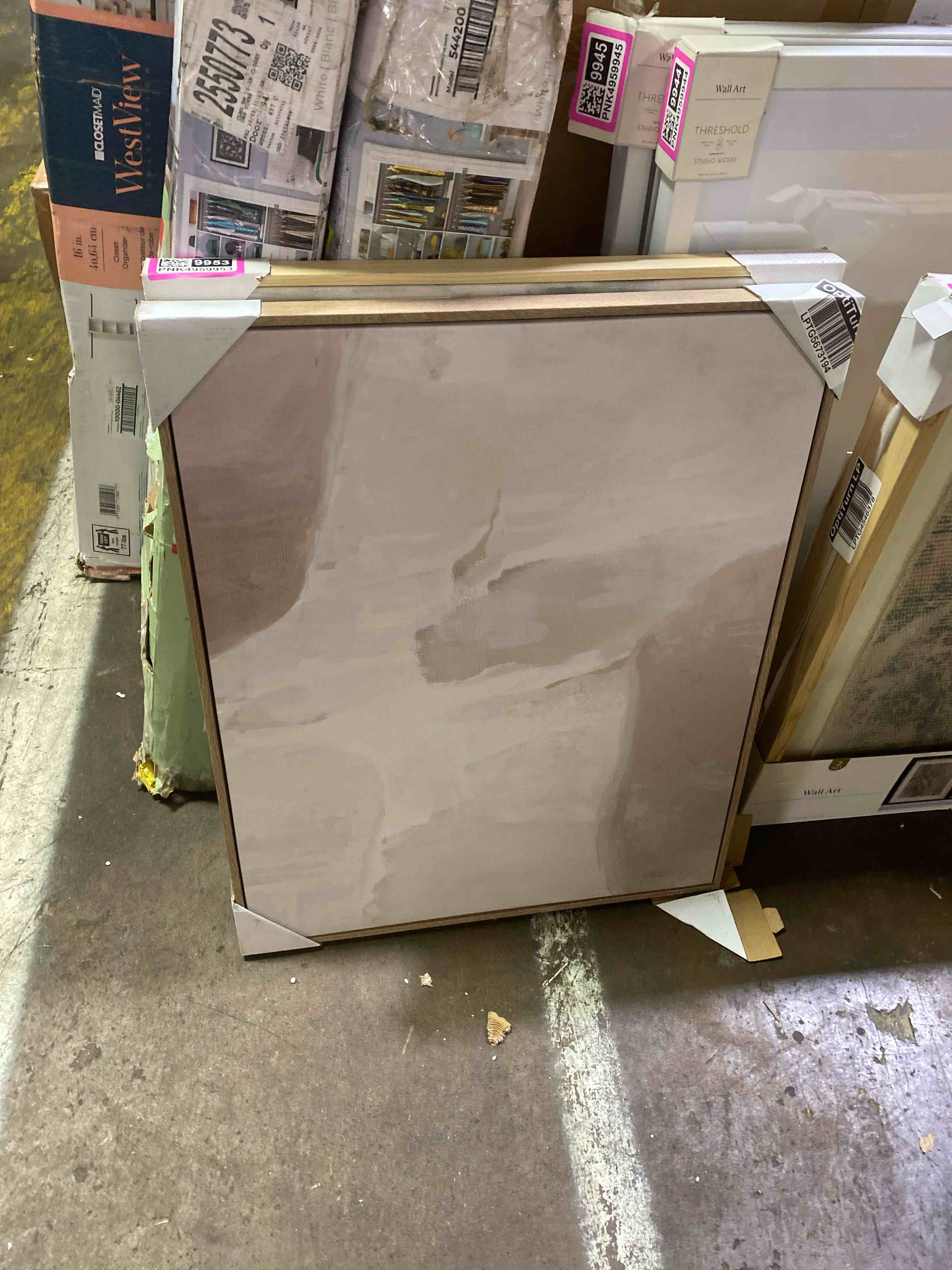 Condition photo showing New/Like New for 24" x 30" neutral abstract lines framed canvas - threshold™ designed with studio mcgee