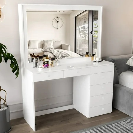 Boahaus Modern Vanity Table in White Finish for Bedroom