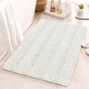 Chenault Soft Thick Velvet Microfiber Chenille Bath Rug cream