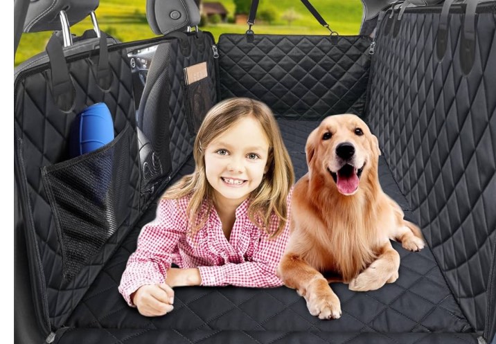URPOWER XL Dog Back Seat Extender for Crew Cab Truck, Hard Bottom Dog Car Seat Cover Waterproof Dog Car Hammock Pet Backseat Bed, Pet Truck Accessories for F150 / RAM 1500/ Tundra Crew Cab