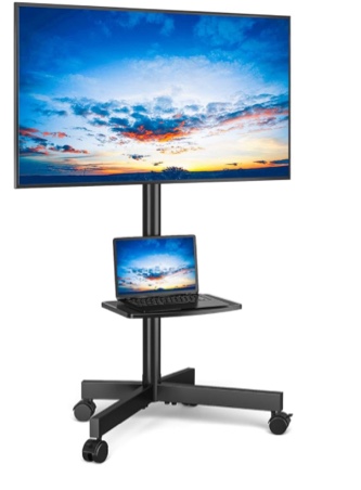 Rfiver Mobile TV Cart for 23-60 Inch LCD LED Flat Panel Curved Screen TVs up to 88 lbs, Height Adjustable Shelf Rolling Floor Stand with Wheels as a Movable Portable Stand, Max VESA 400x400mm