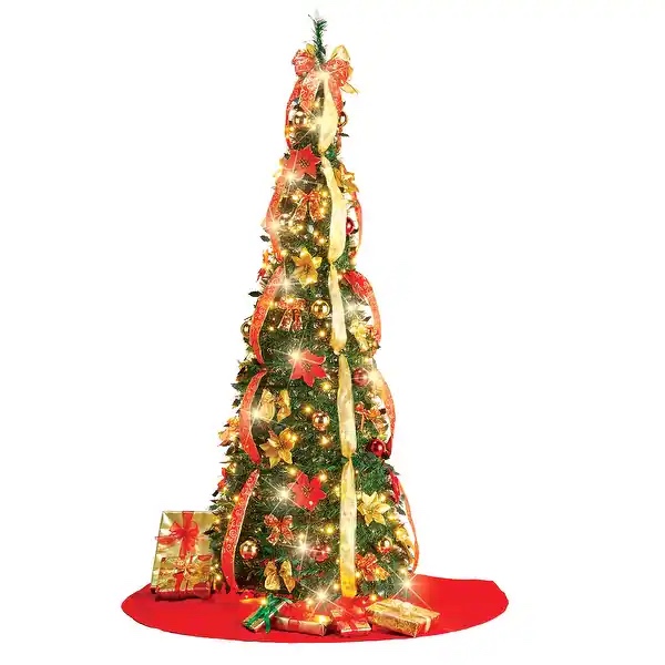 6' Lighted Pop-Up Christmas Tree with 8 Lighting Modes and Remote Control - 25 x 76 x 25