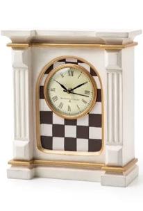 Courtly Check Off-White/Black/Gold Mantel Clock