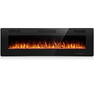 Recessed & Wall Mounted Electric Fireplace, Remote Control w/ Timer, Adjustable Flame Color & Speed