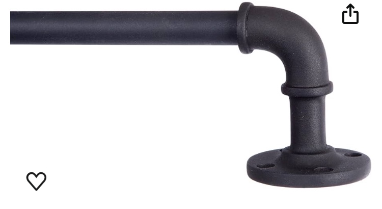 Kenney Adler 5/8 Indoor/Outdoor Rust-Resistant Wrap Around Curtain Rod 48-84 Black