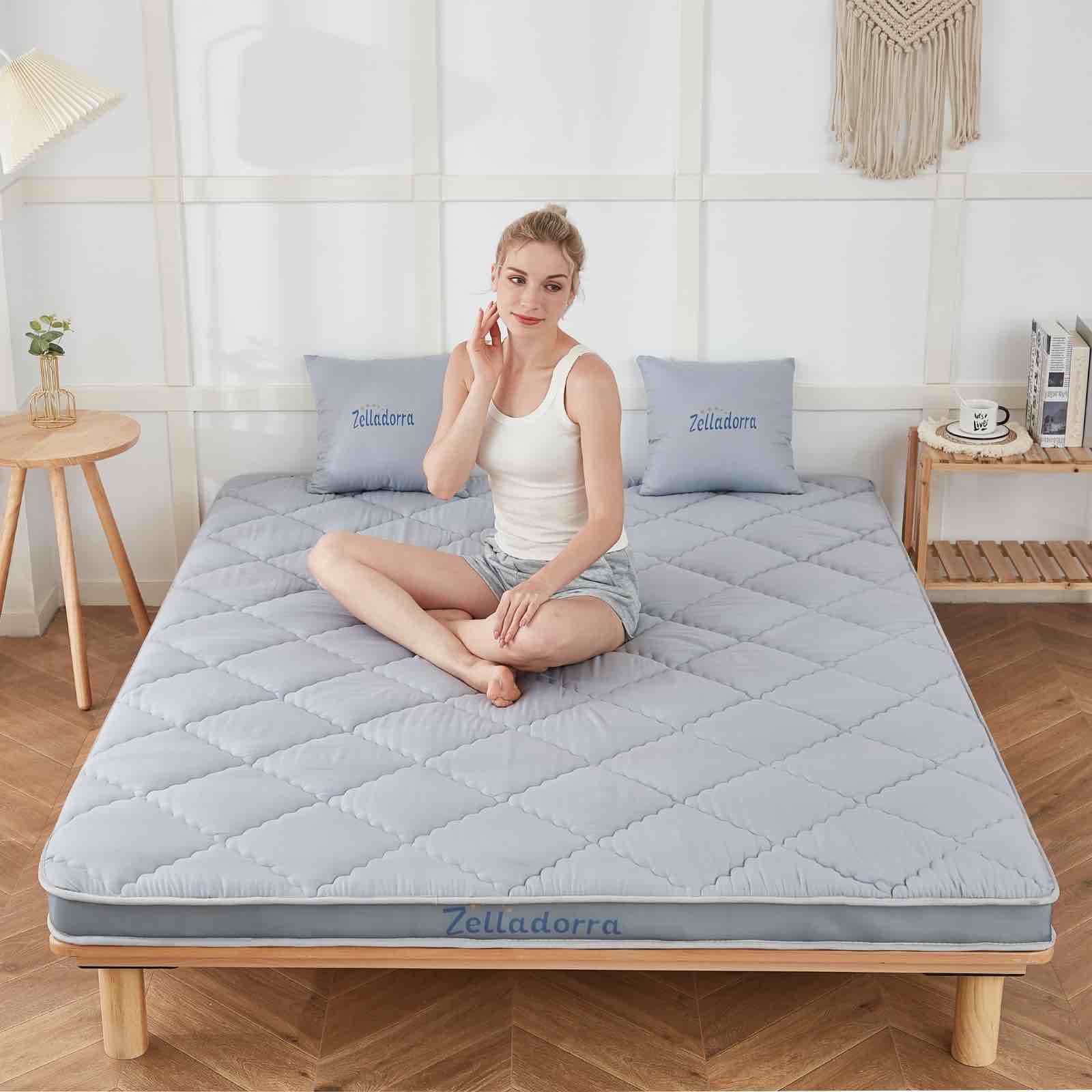 Zelladorra Japanese Floor Mattress, Futon Mattress (Full, Grey)