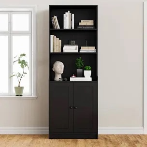 Damilja 27.5" W x 75.5" H Standard Bookcase 3 Shelf with Two Doors
