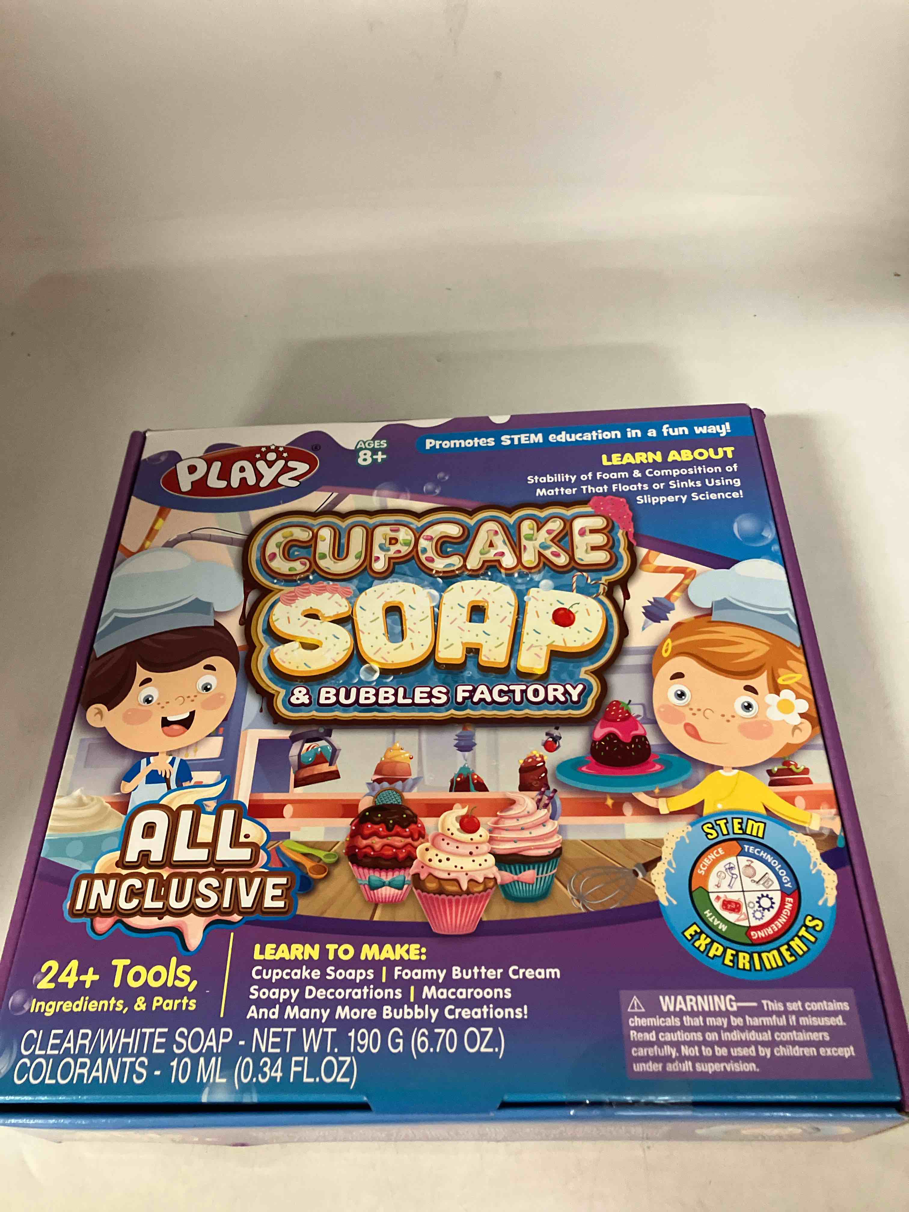 Playz Cupcake Soap & Bubbles DIY Science Kit Fun STEM Gift for Age 8