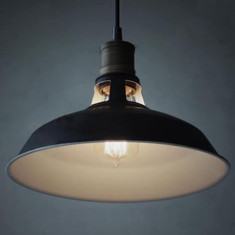 Claxy Barn Light Black Industrial Dome Medium Hanging Pendant light