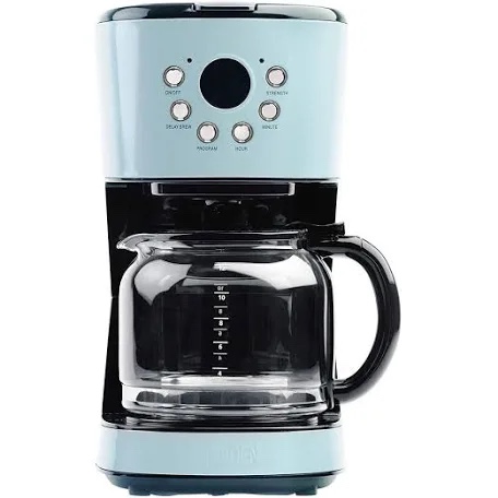 Haden Innovative 12 Cup Capacity Programmable Ergonomic Vintage Retro Home Countertop Coffee Maker Machine with Glass Carafe Pot, Turquoise Blue