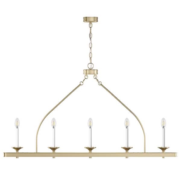 aiwen 51.96 in. 5-Light Linear Kitchen Island Candle Chandelier Linear Hanging Light Fixture