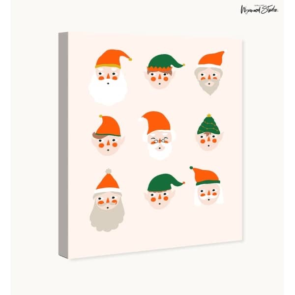 Wynwood Studio Canvas Holiday and Seasonal Nine Elves White Modern & Contemporary Wall Art Canvas Print - 30 x 36