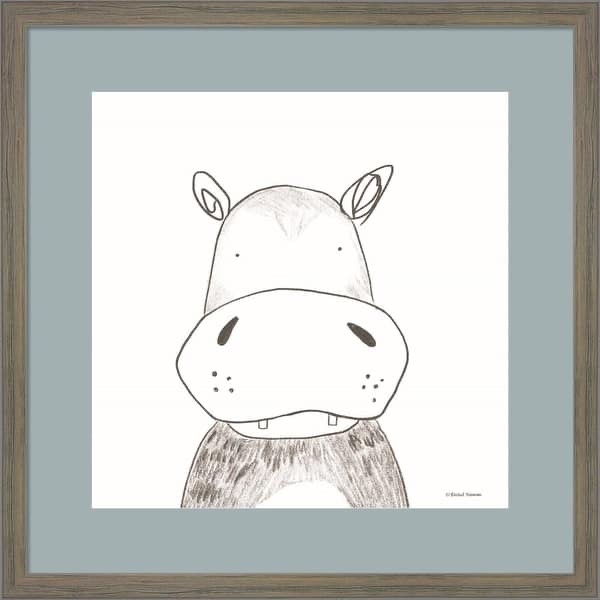 Rachel Nieman 'Hippo Line Drawing' Framed Art