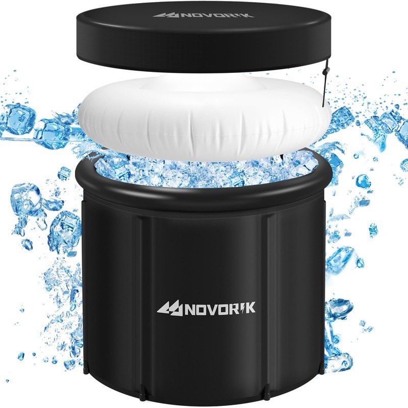 NOVORIK XXL Cold Plunge Tub with Cloud Cover for Adults, Multi Layered Ice Bathtub for Post-Training Therapy and Recovery, 116 Gallons Extra Large Soaking Tub for Athletes