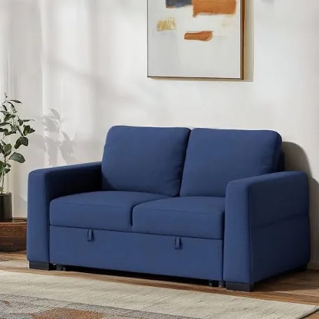 60.2" Linen Upholstered Convertible Sofa Bed with USB Charging Port