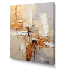 Beige gray geometric collage II print on canvas 
