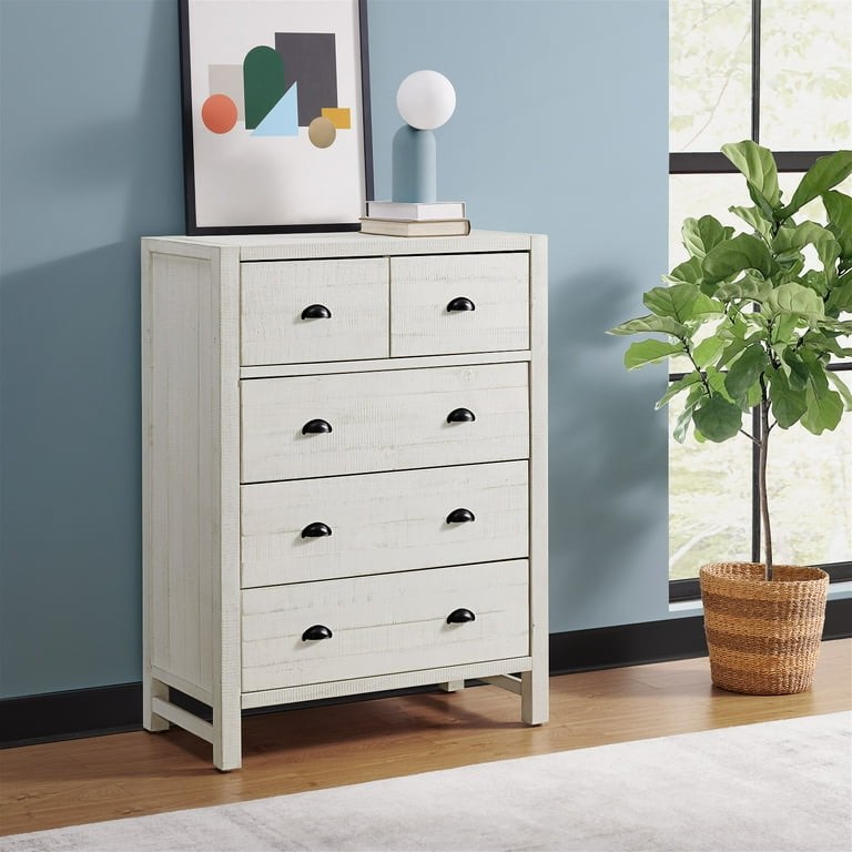 White driftwood two over 3 5 drawer chest incomplete 