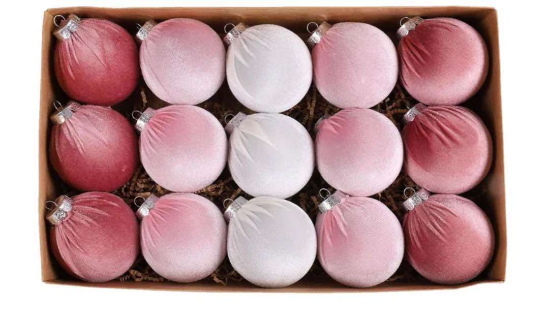 15 Pcs Velvet Christmas Ornaments Balls, Christmas Tree Ornaments
