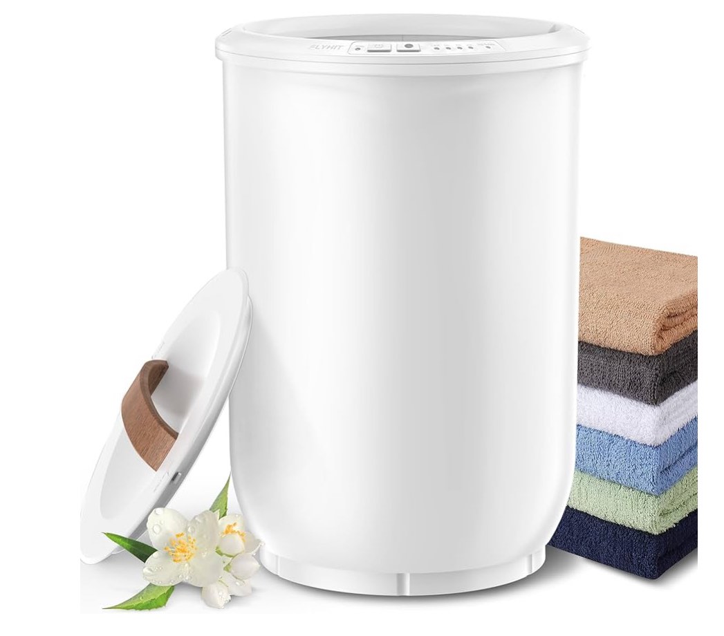 Large Towel Warmer for Bathroom - Heated Towel Warmers Bucket, Wood Handle, Auto Shut Off, Fits Up to Two 40"X70" Oversized Towels, Bathrobes, Blankets, Best ideal for mother's gifts