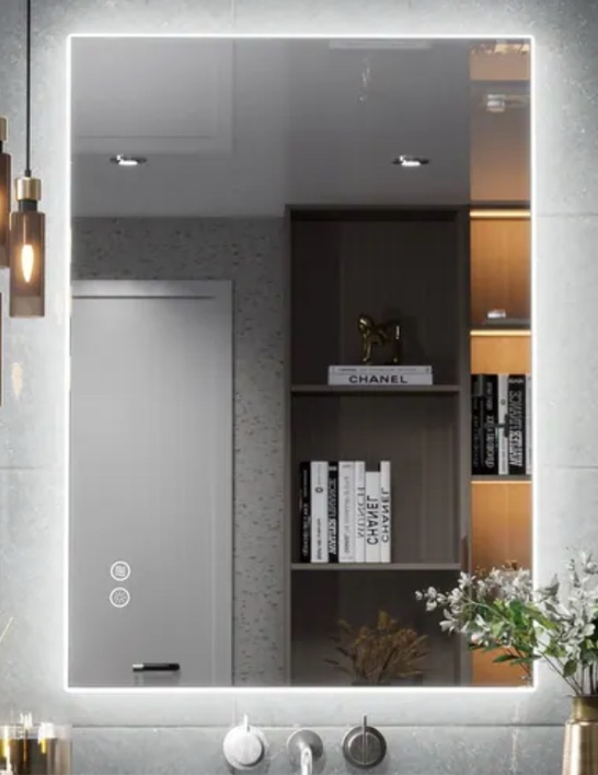Apmir LED Lighted Anti-Fog Frameless Backlit Bathroom Vanity Mirror with in Tempered Glass 24"x32"