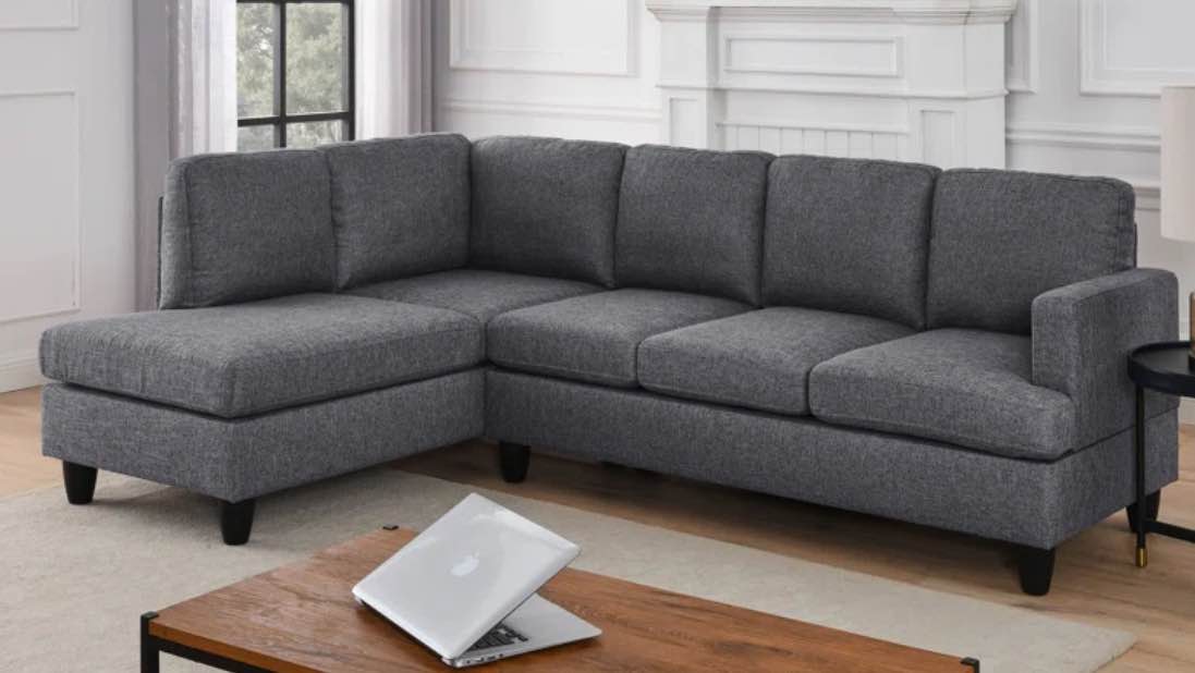 left arm loveseat, dark gray/part of sectional 