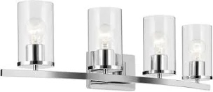 KICHLER Crosby 15.25" 4 Light Vanity Light with Clear Glass in Chrome, for Bathroom, Powder Room, (15.25" x 8.75"), 45496CHCLR